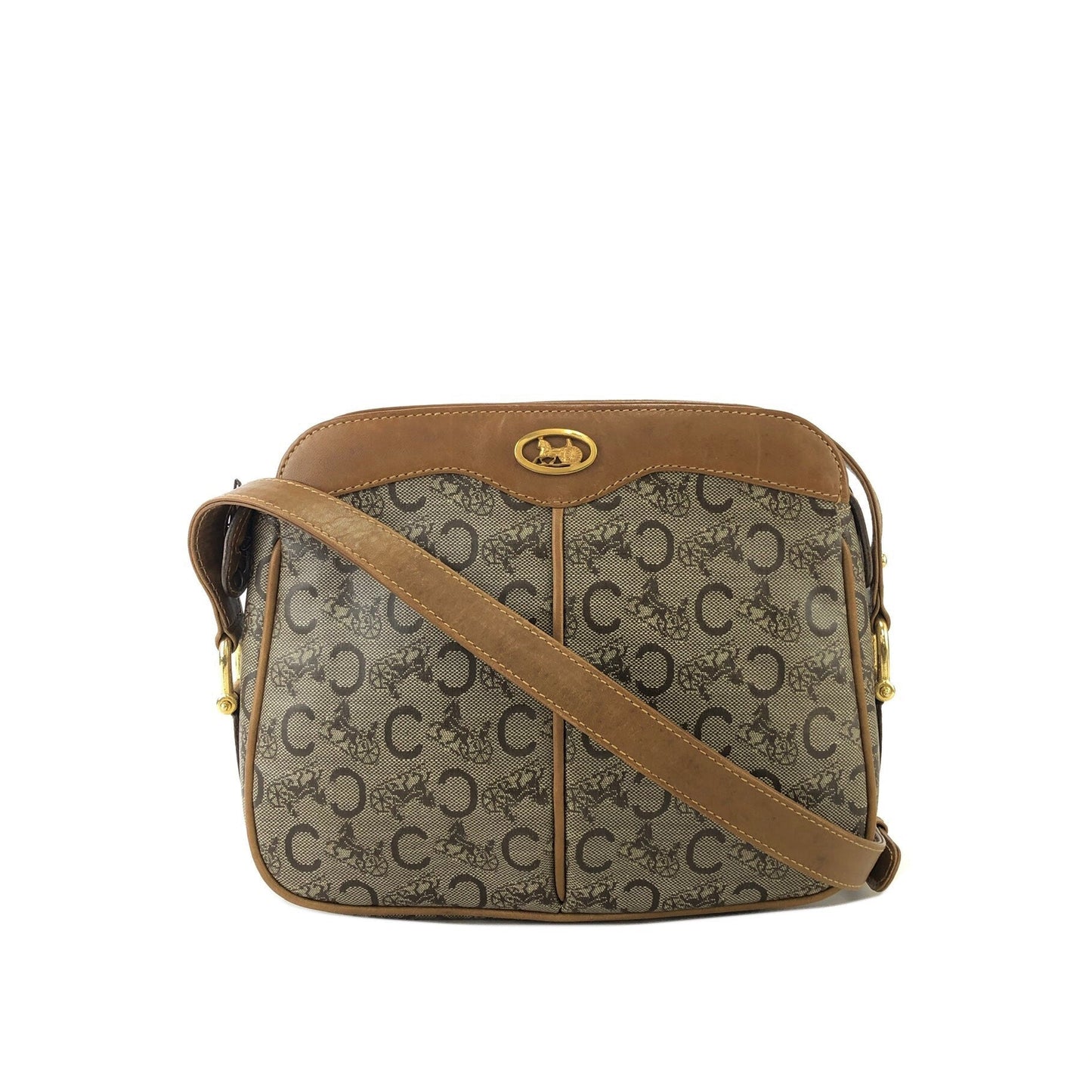 CELINE C Macadam Horse carriage Shoulder bag Brown Vintage Old CELINE 65fhzk