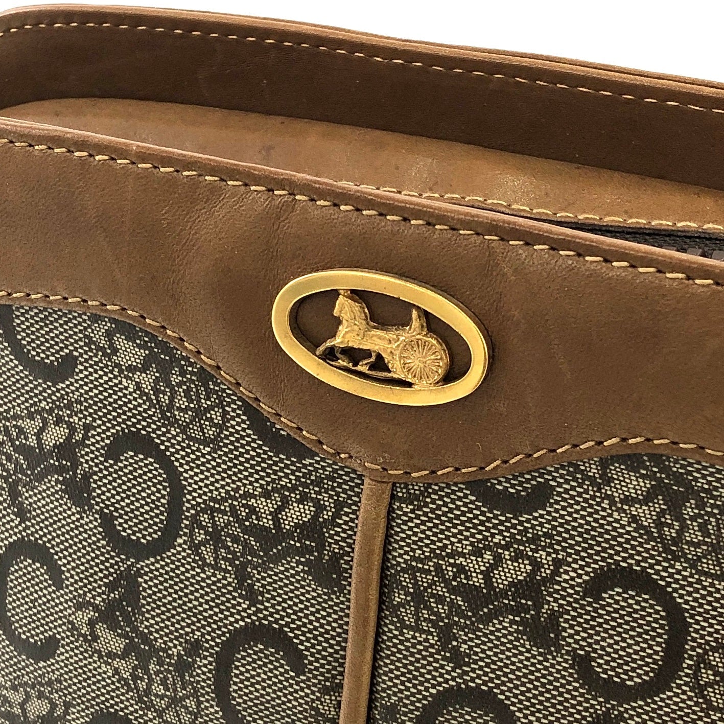 CELINE C Macadam Horse carriage Shoulder bag Brown Vintage Old CELINE 65fhzk
