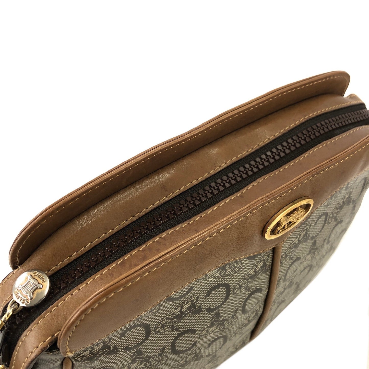 CELINE C Macadam Horse carriage Shoulder bag Brown Vintage Old CELINE 65fhzk