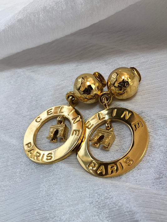 CELINE Starball Logo Circle Arc de Triomphe earring 5z8565