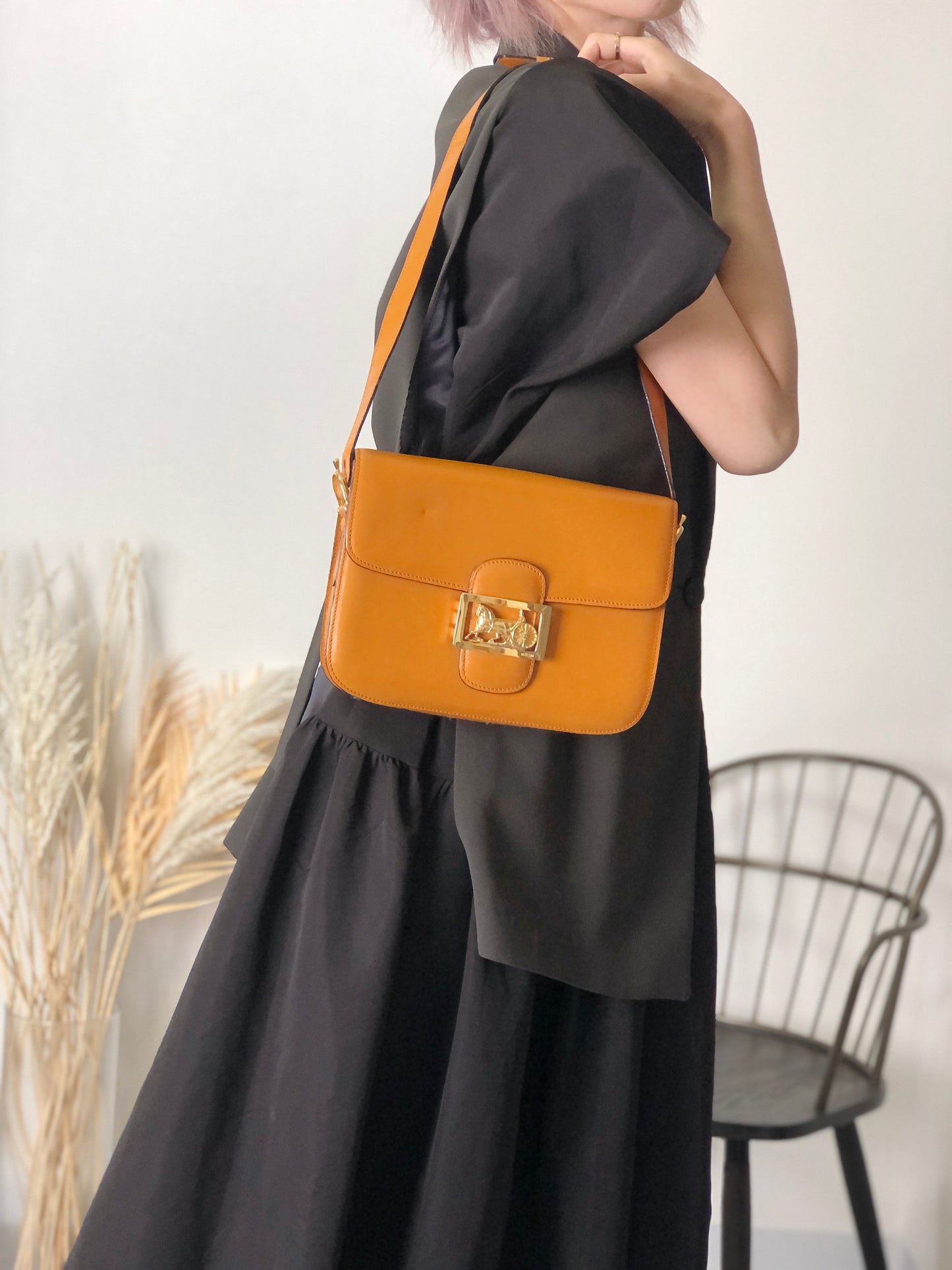 CELINE Horse Carriage Shoulder bag Camel Vintage uv4ggf