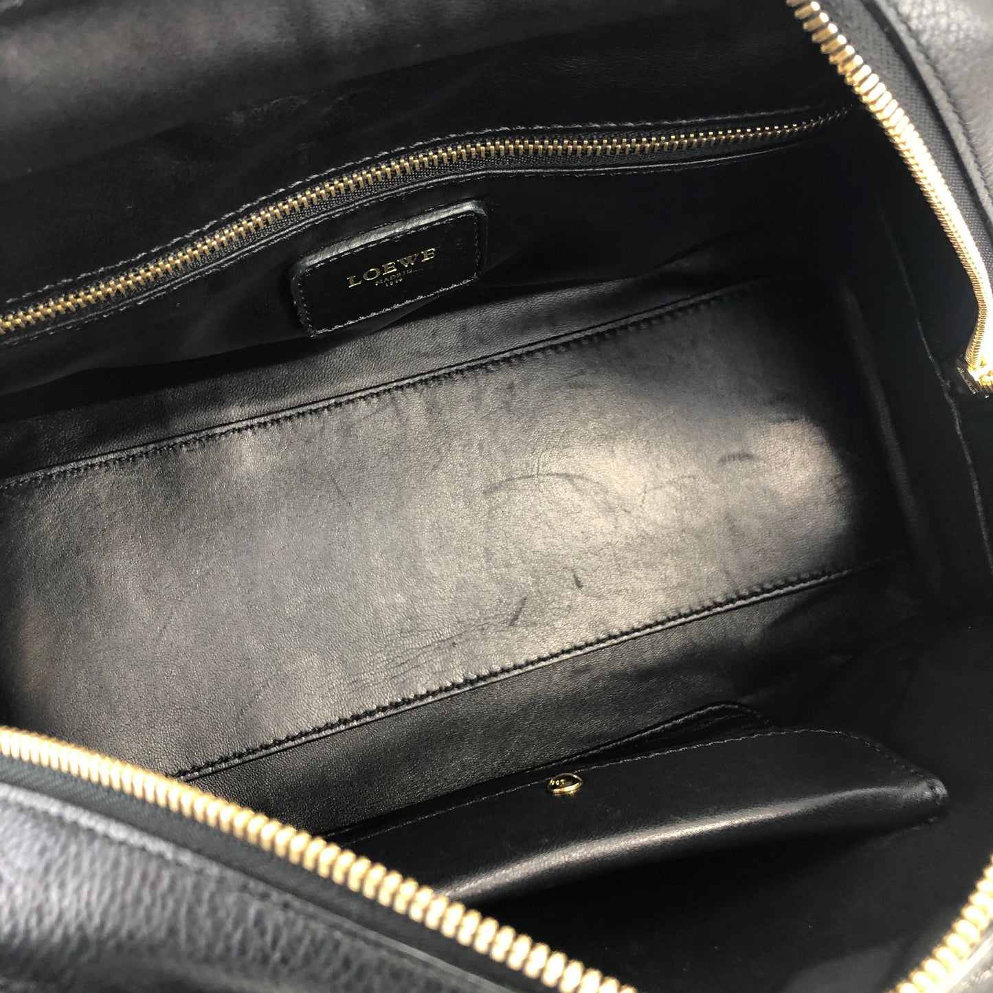 LOEWE Amazona 28 Anagram Leather Bostonbag Handbag Black Vintage f3cwxt
