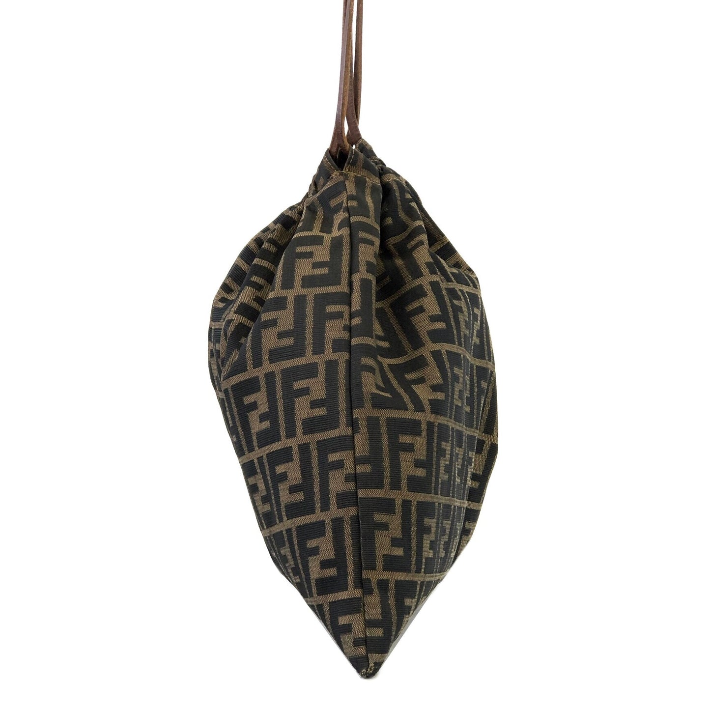 FENDI Zucca Jacquard Drawstring Hand Bag Brown vintage Old reeshj