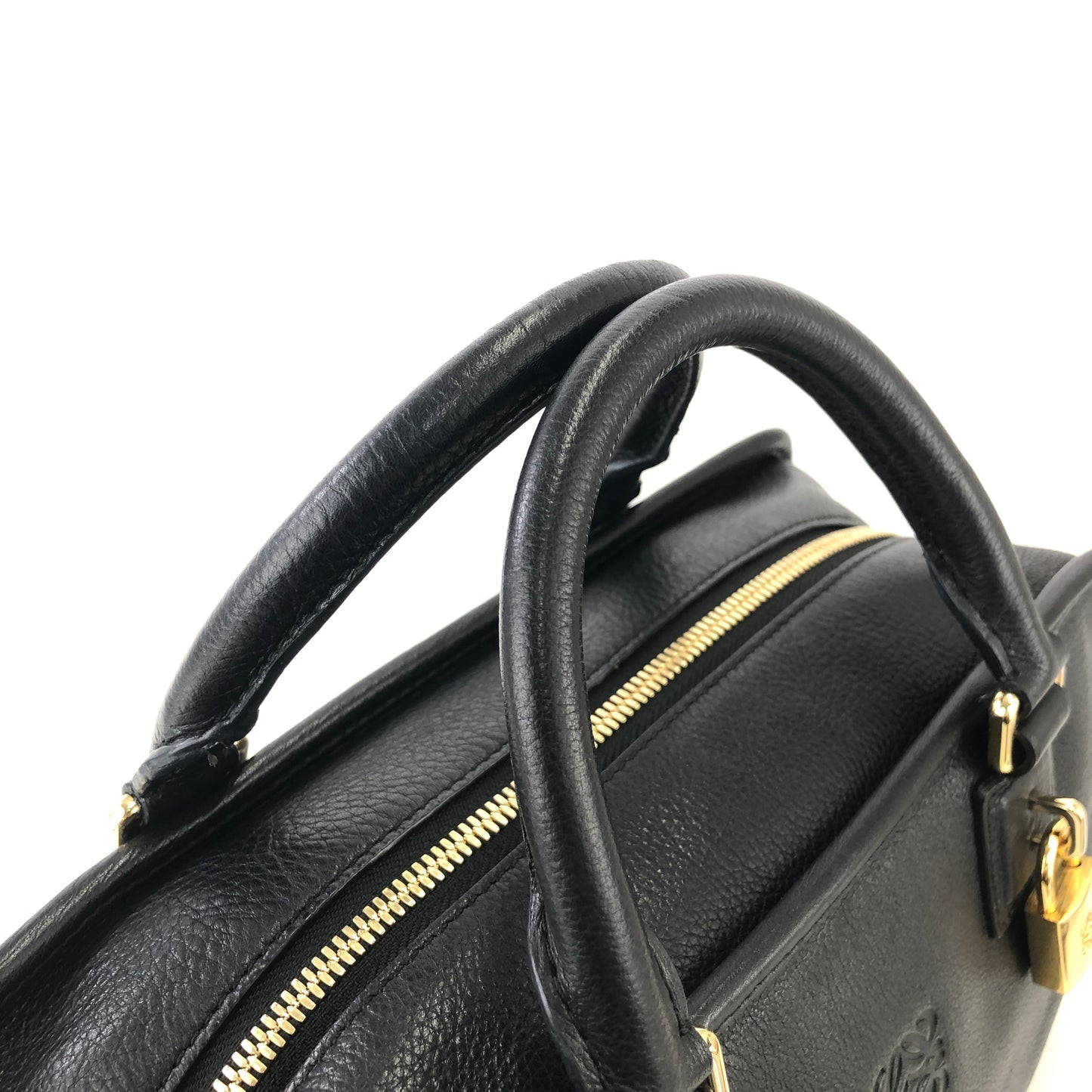 LOEWE Amazona 28 Anagram Leather Bostonbag Handbag Black Vintage f3cwxt
