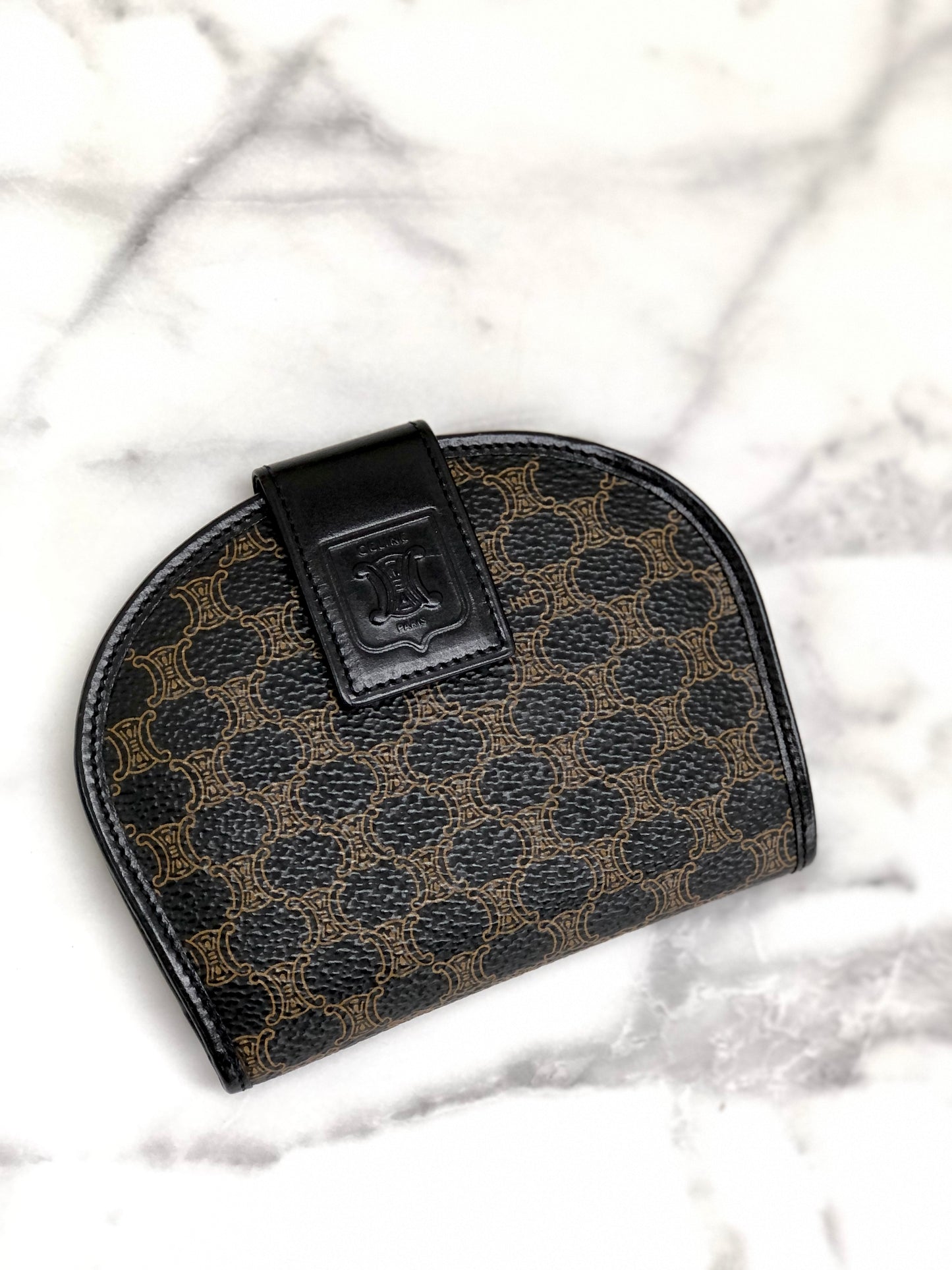 CELINE Macadam Compact Wallet Black Accessory Vintage Old celine 6kdjtv