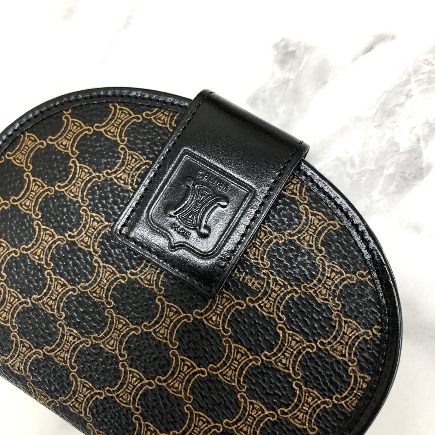CELINE Macadam Compact Wallet Black Accessory Vintage Old celine 6kdjtv