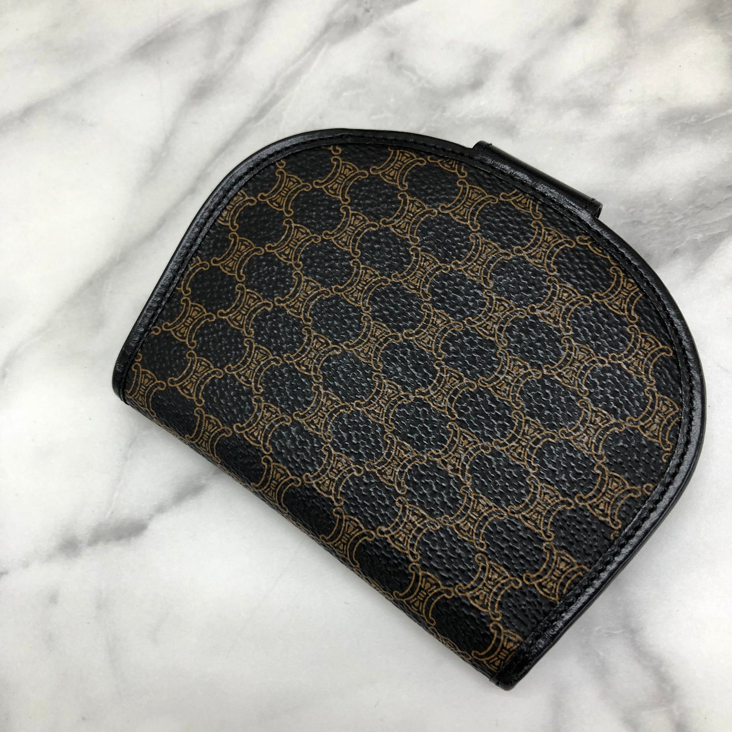 CELINE Macadam Compact Wallet Black Accessory Vintage Old celine 6kdjtv