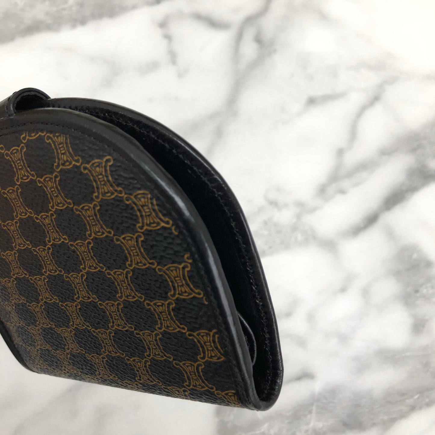 CELINE Macadam Compact Wallet Black Accessory Vintage Old celine 6kdjtv