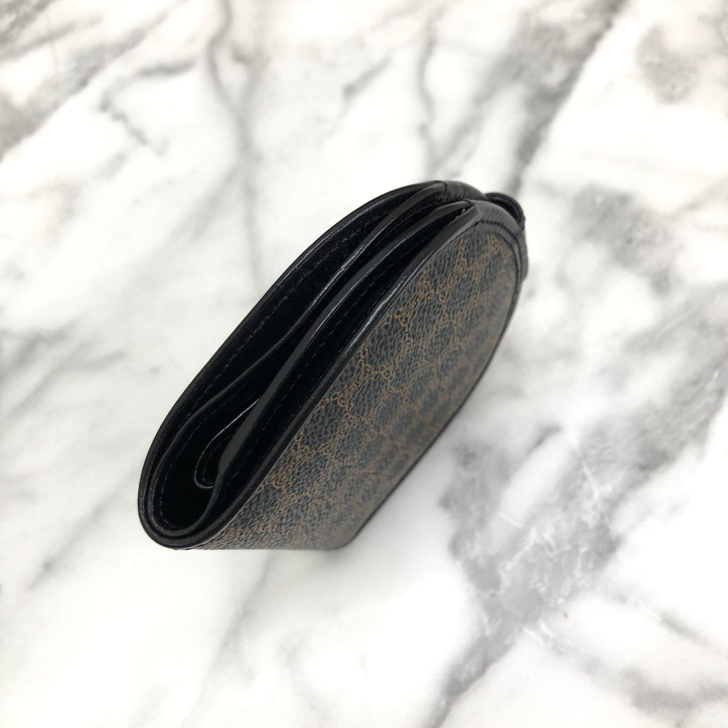 CELINE Macadam Compact Wallet Black Accessory Vintage Old celine 6kdjtv