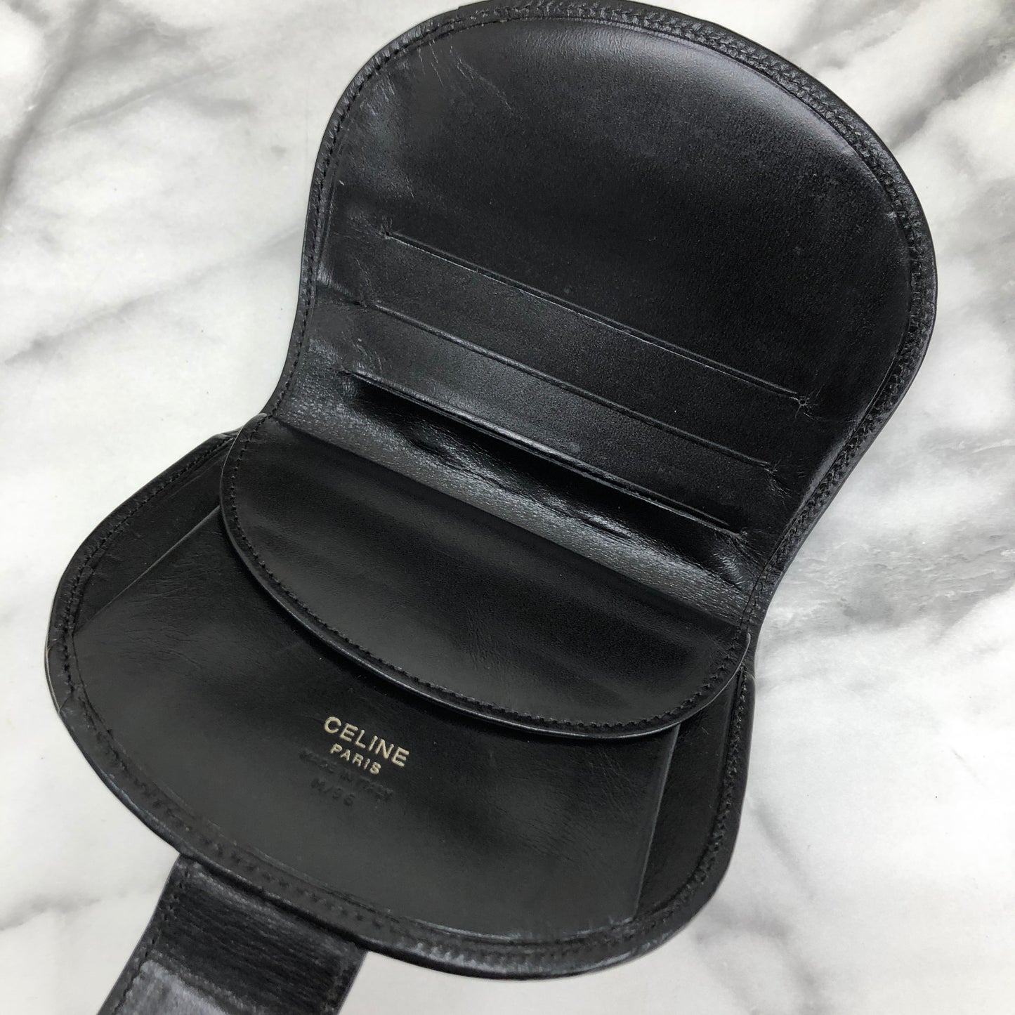 CELINE Macadam Compact Wallet Black Accessory Vintage Old celine 6kdjtv