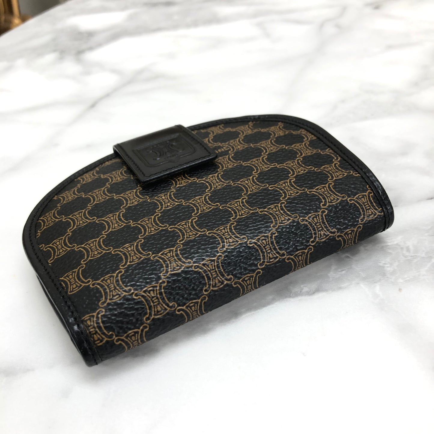 CELINE Macadam Compact Wallet Black Accessory Vintage Old celine 6kdjtv