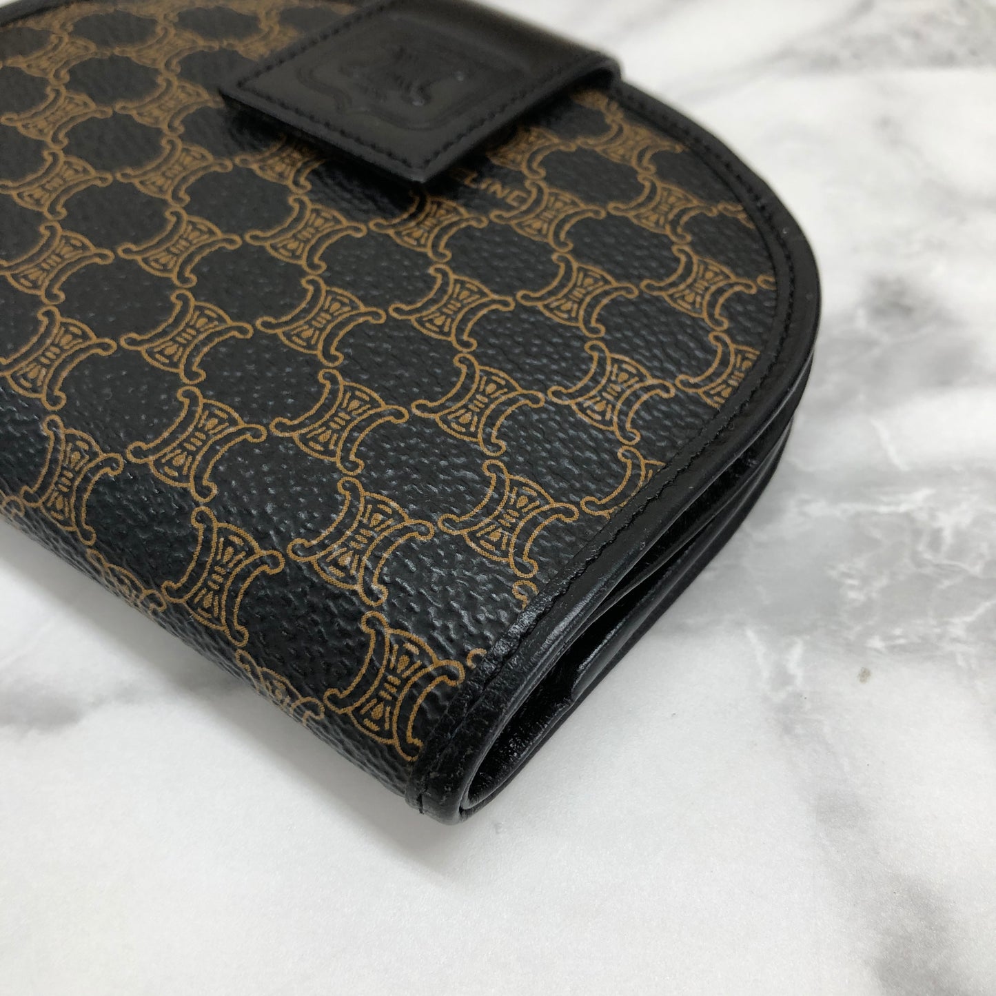 CELINE Macadam Compact Wallet Black Accessory Vintage Old celine 6kdjtv