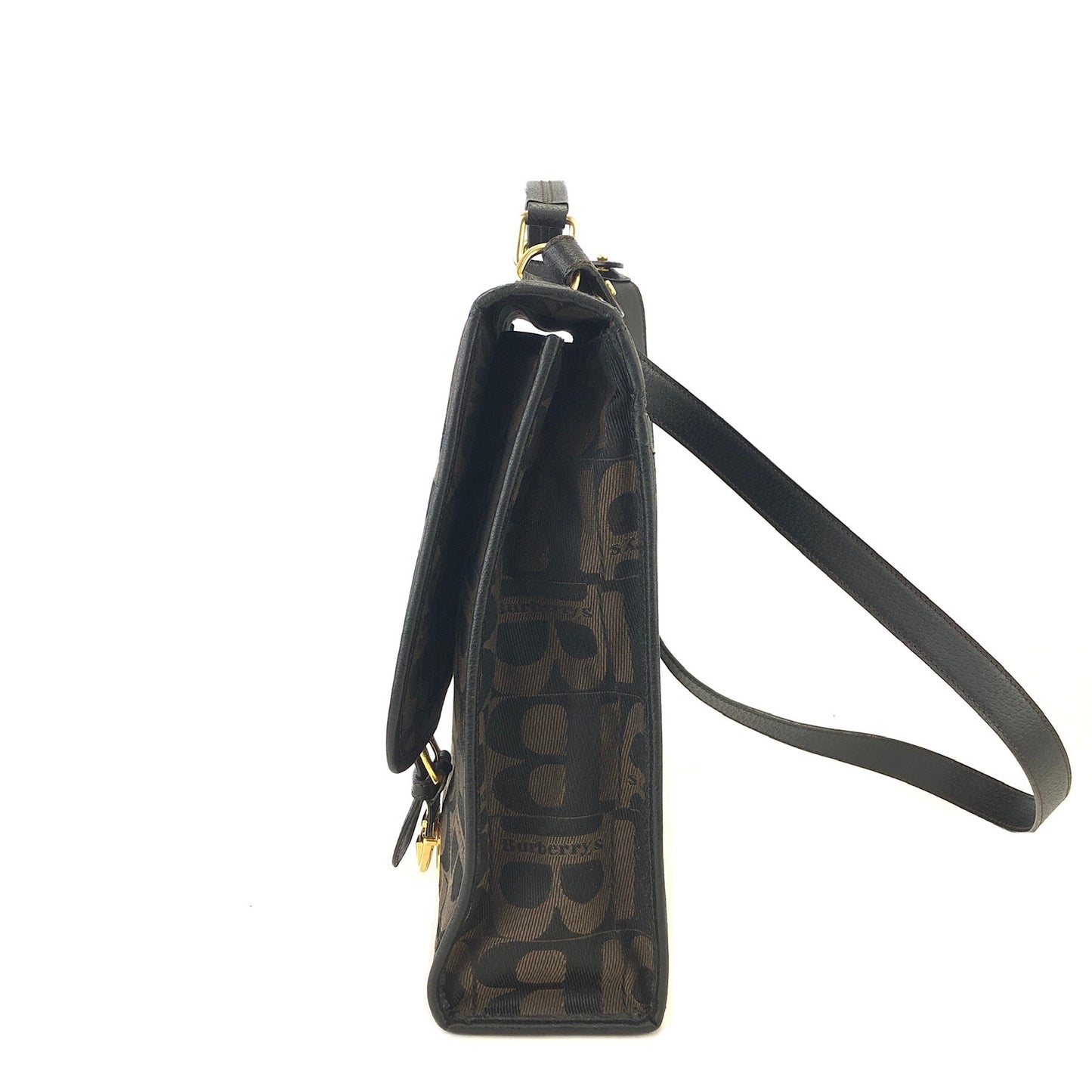 Burberry's Blogo 提花兩用挎包肩背包黑色復古舊款 a88ihp