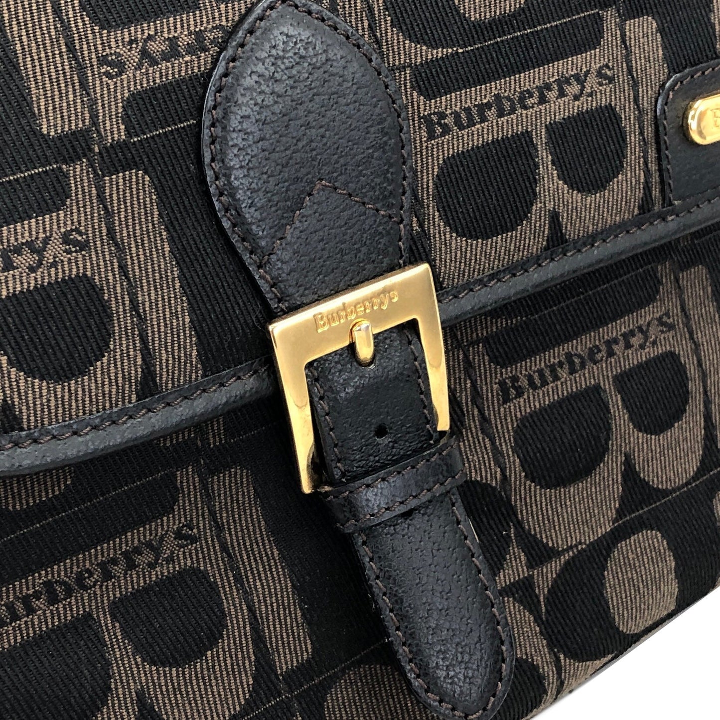Burberry's Blogo 提花兩用挎包肩背包黑色復古舊款 a88ihp