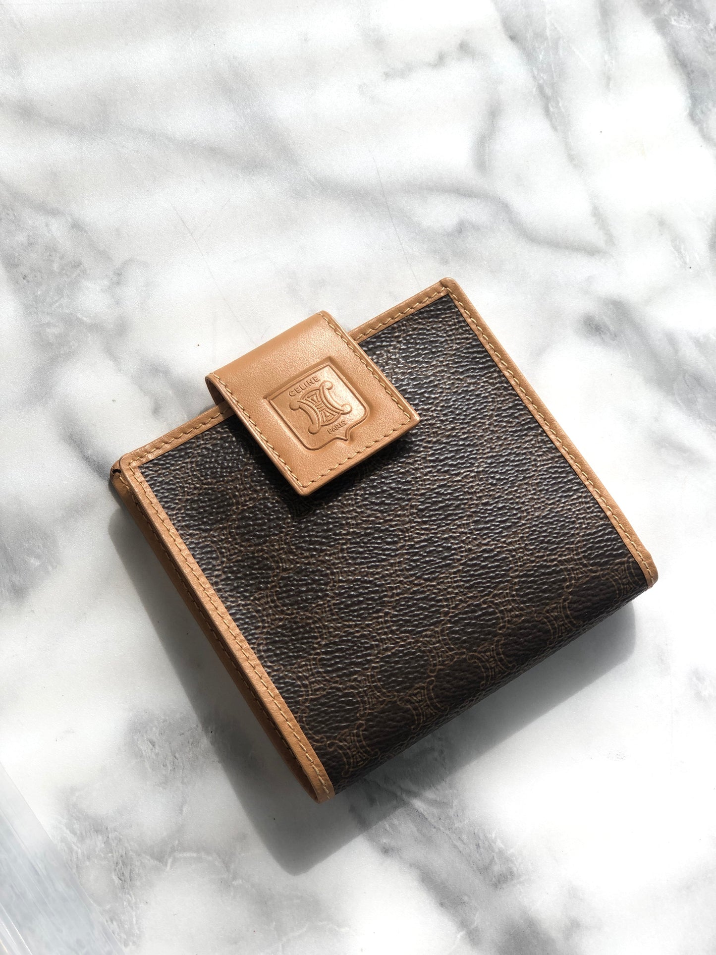 CELINE Macadam Blason 折疊錢包 棕色 復古 dr584p