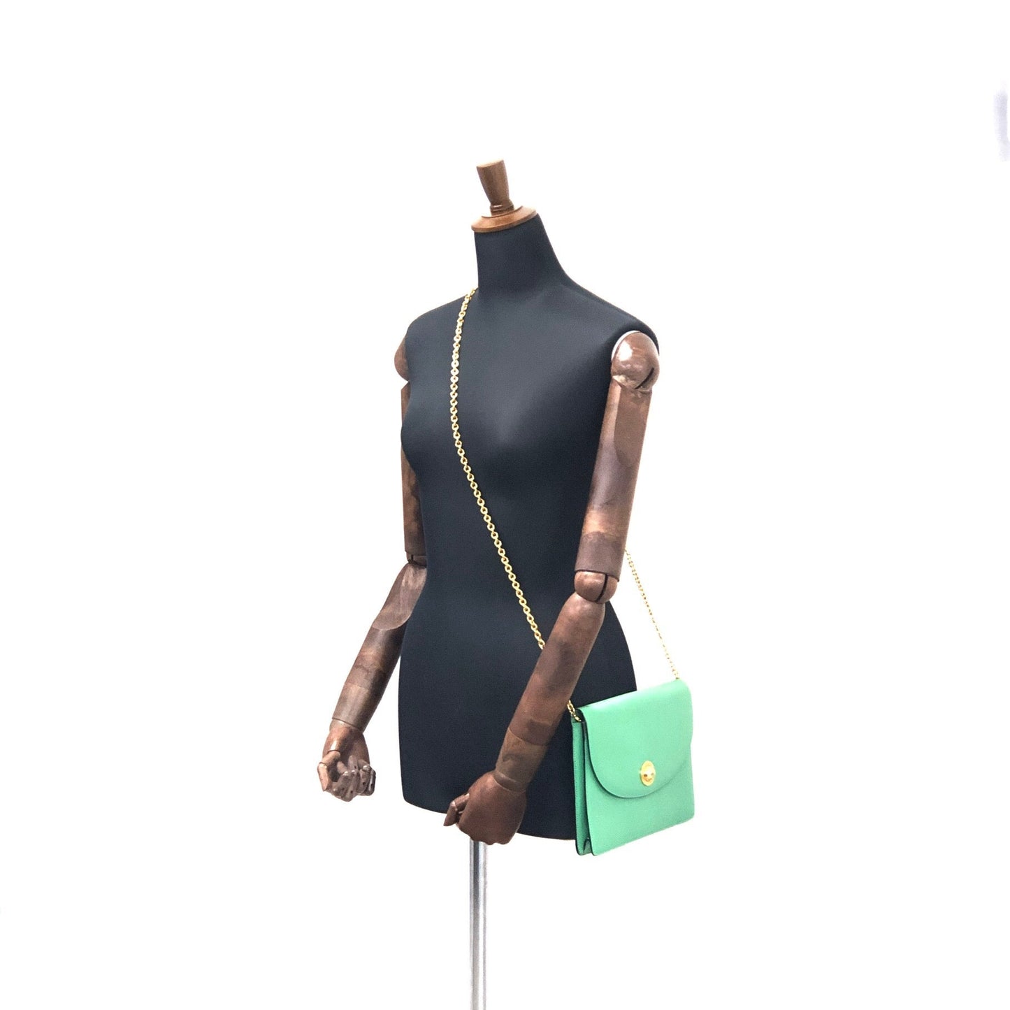 CELINE Starball Chain Shoulderbag Green Vintage Old Celine ctvzih