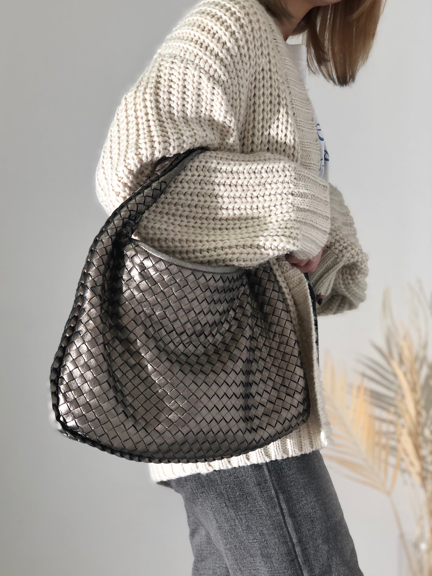 Bottega Veneta Intrecciato 皮革 Hobo 包款單肩包金屬金復古 whsy5u