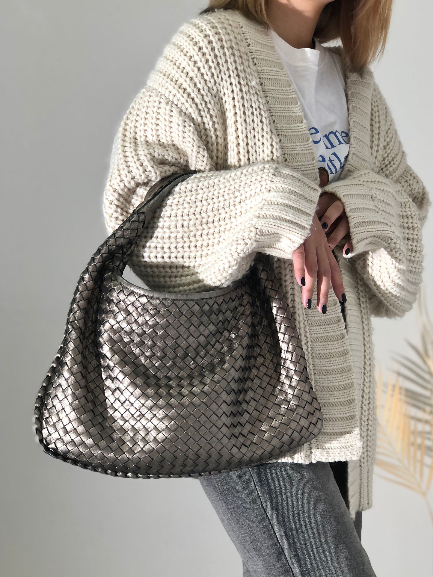 Bottega Veneta Intrecciato 皮革 Hobo 包款單肩包金屬金復古 whsy5u
