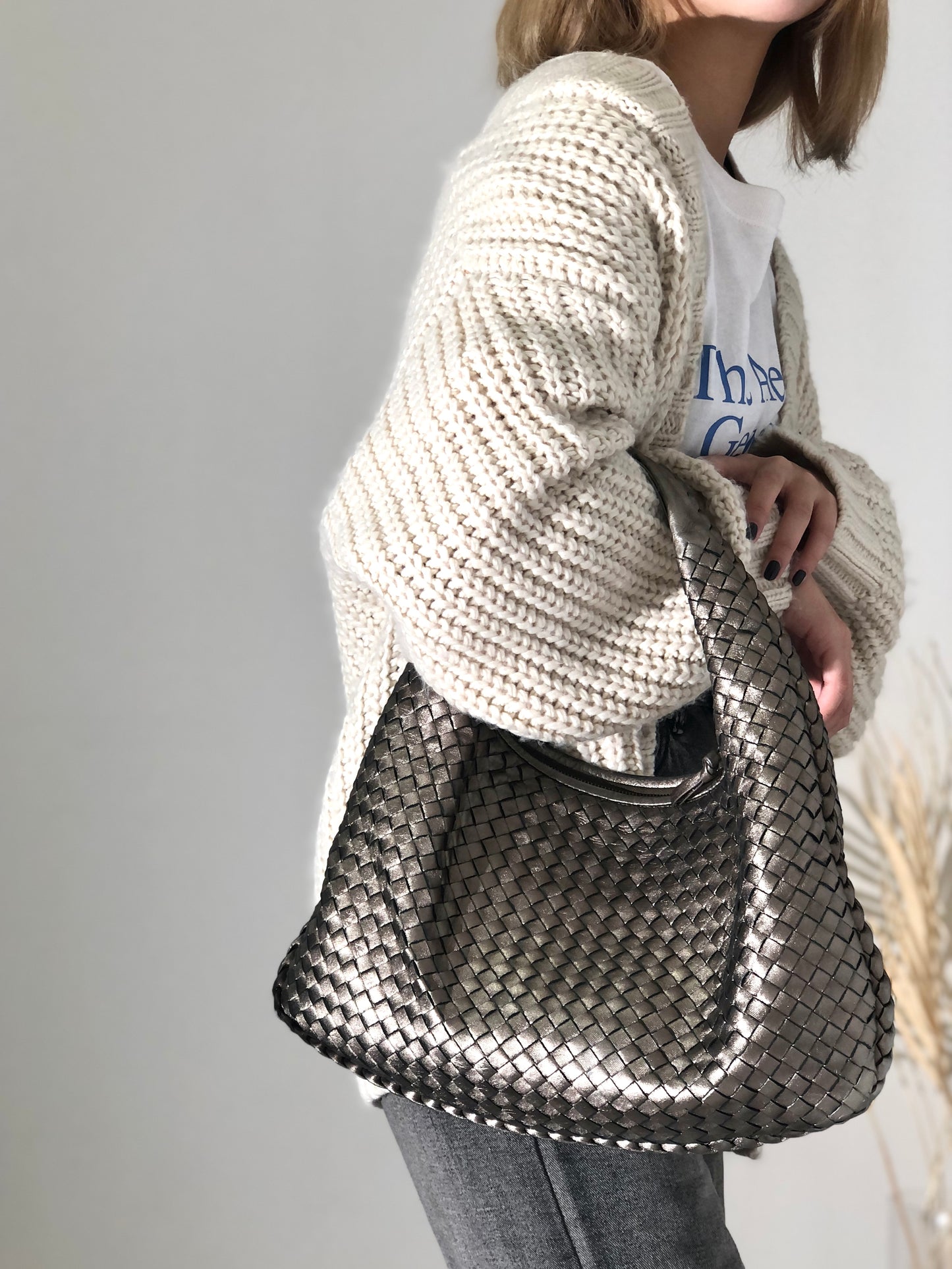 Bottega Veneta Intrecciato 皮革 Hobo 包款單肩包金屬金復古 whsy5u