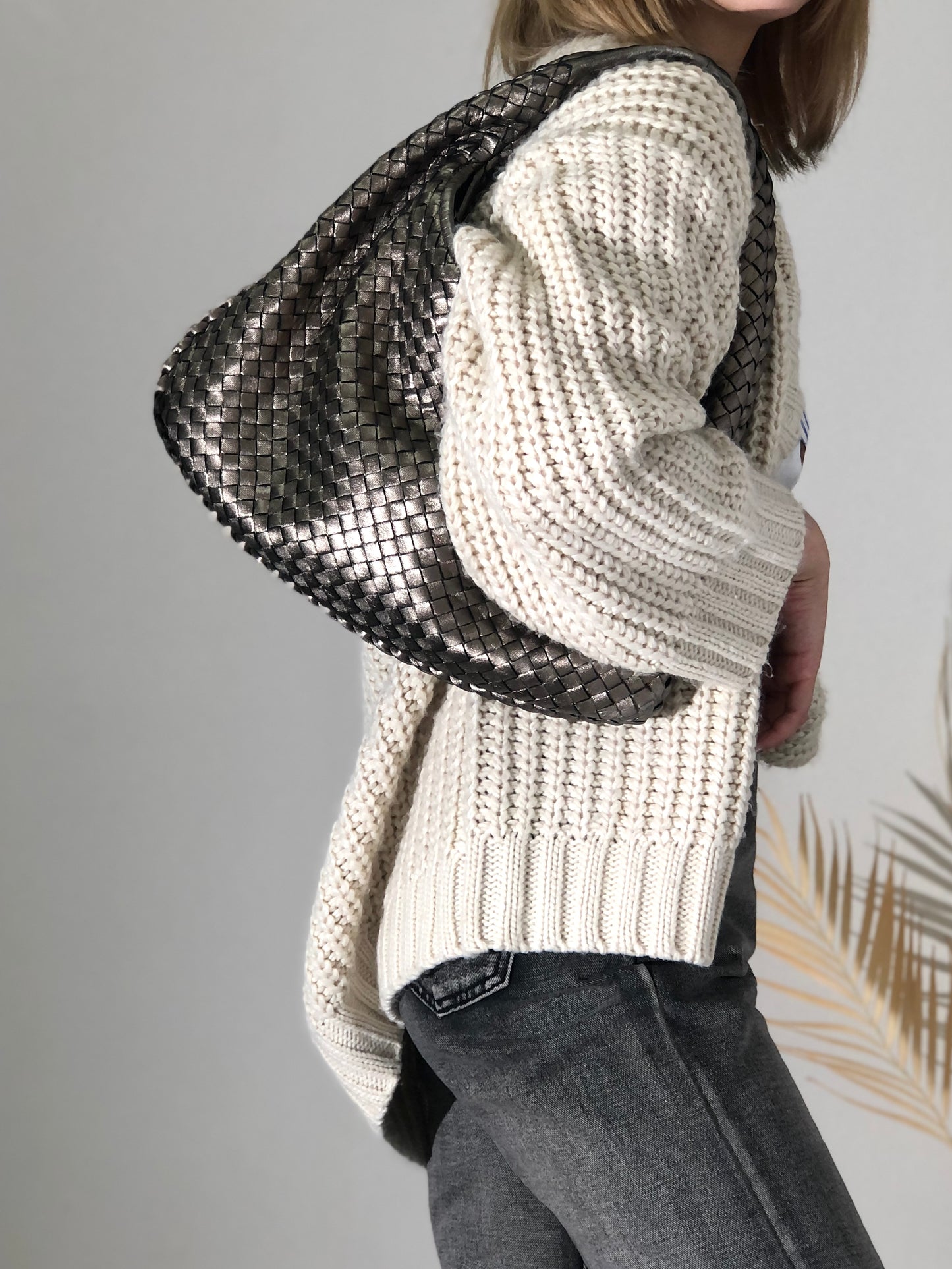 Bottega Veneta Intrecciato 皮革 Hobo 包款單肩包金屬金復古 whsy5u