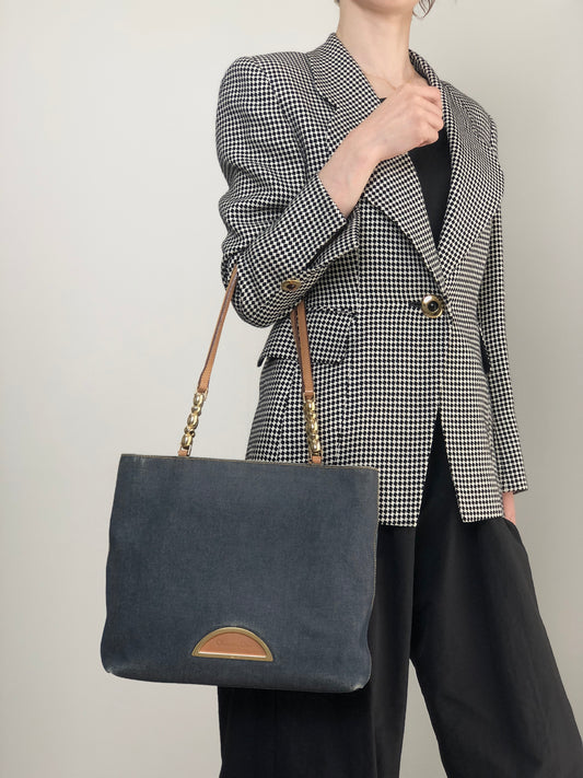Christian Dior Logo Handbag Totebag Indigo Vintage kxnt2a