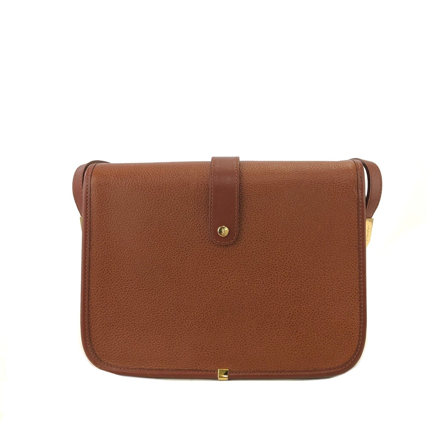 Yves Saint Laurent YSL Logo Flap Shoulder bag Brown Vintage Old kcpv5f