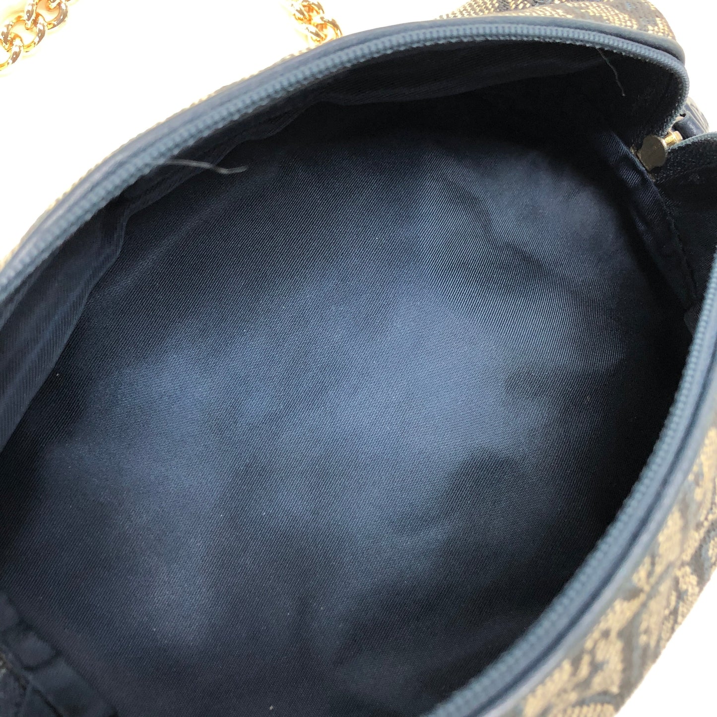 Christian Dior Trotter Oblique Jacquard Chain Mini Shoulder bag Navy Vintage Old 2xadkk