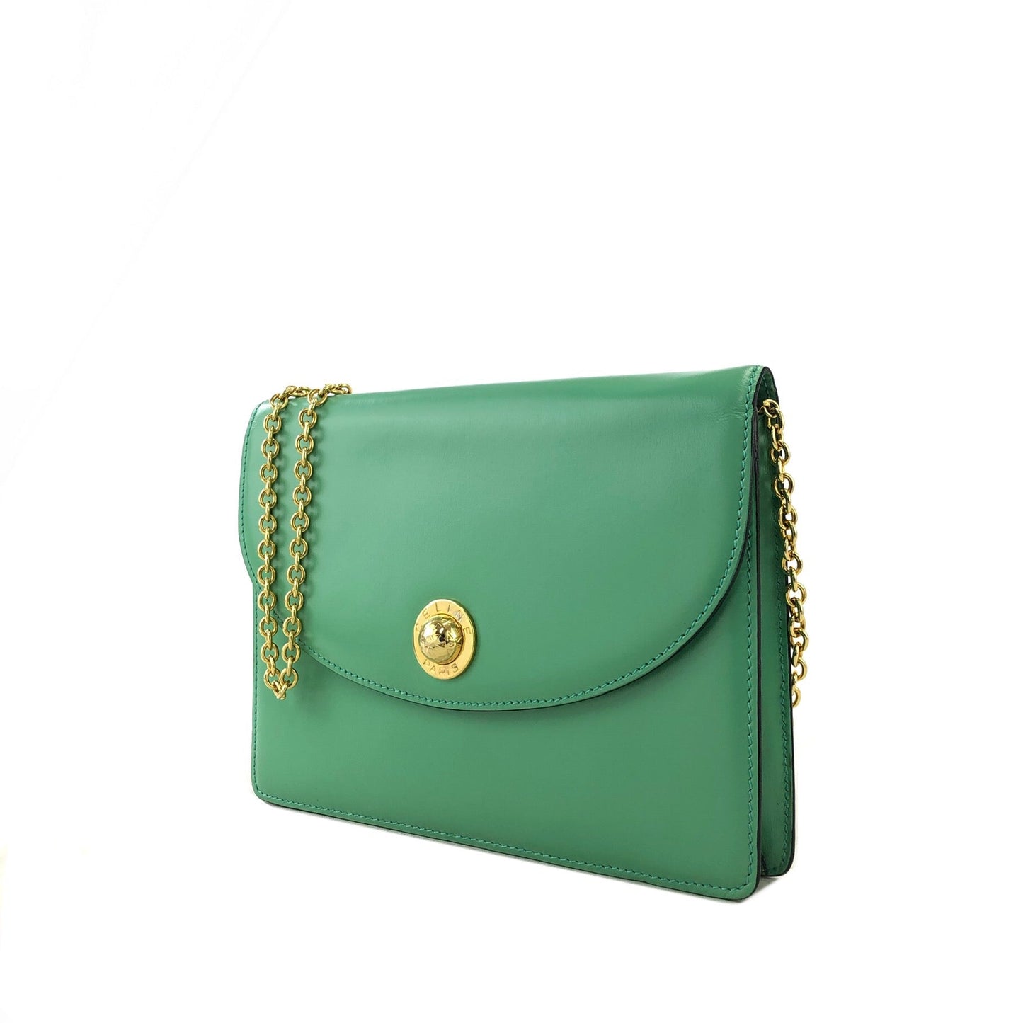CELINE Starball Chain Shoulderbag Green Vintage Old Celine ctvzih