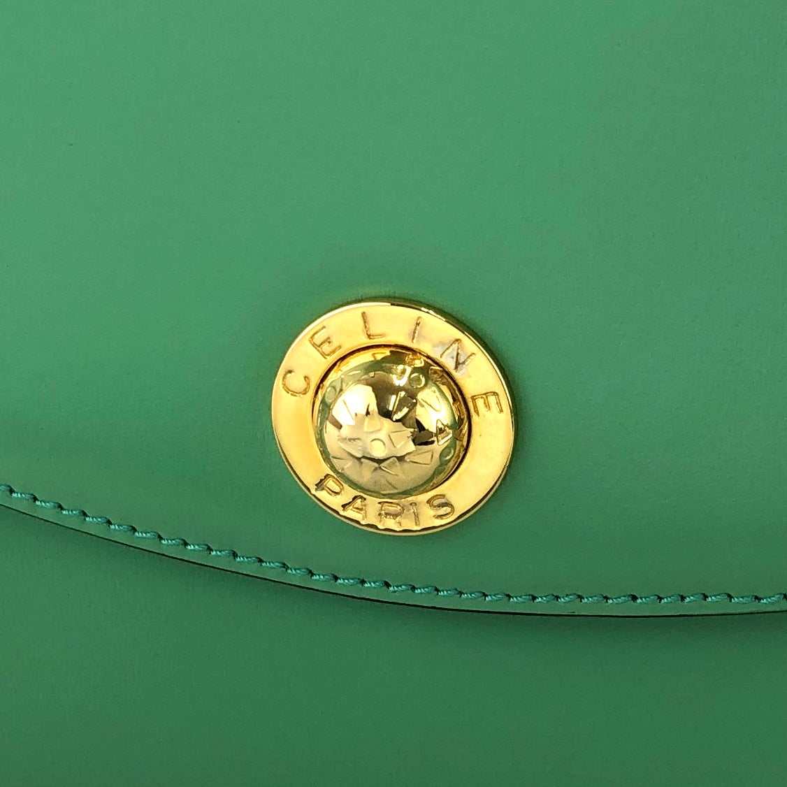 CELINE Starball Chain Shoulderbag Green Vintage Old Celine ctvzih