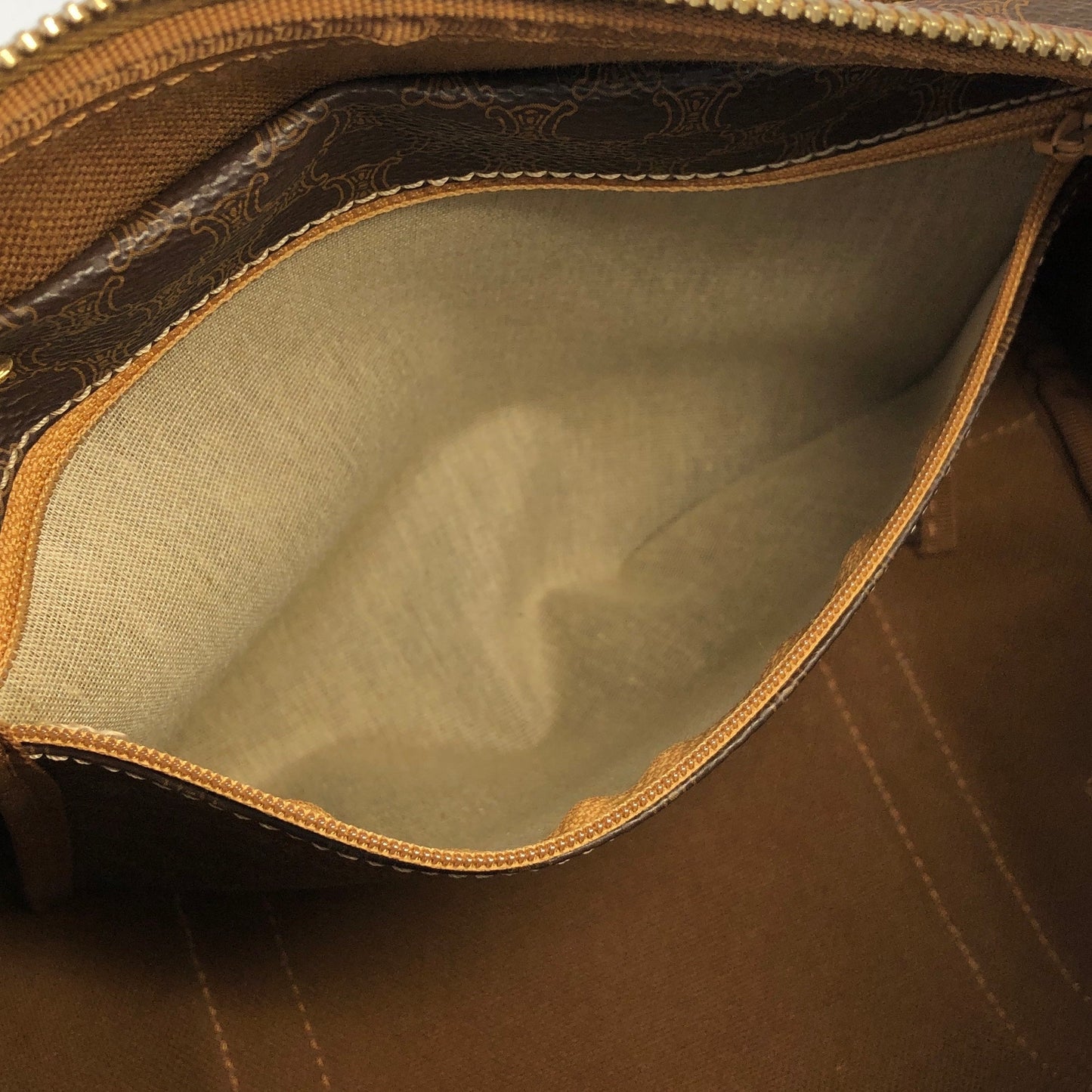 CELINE Macadam Blason Boston bag Handbag Brown Vintage Old Celine s68ihd