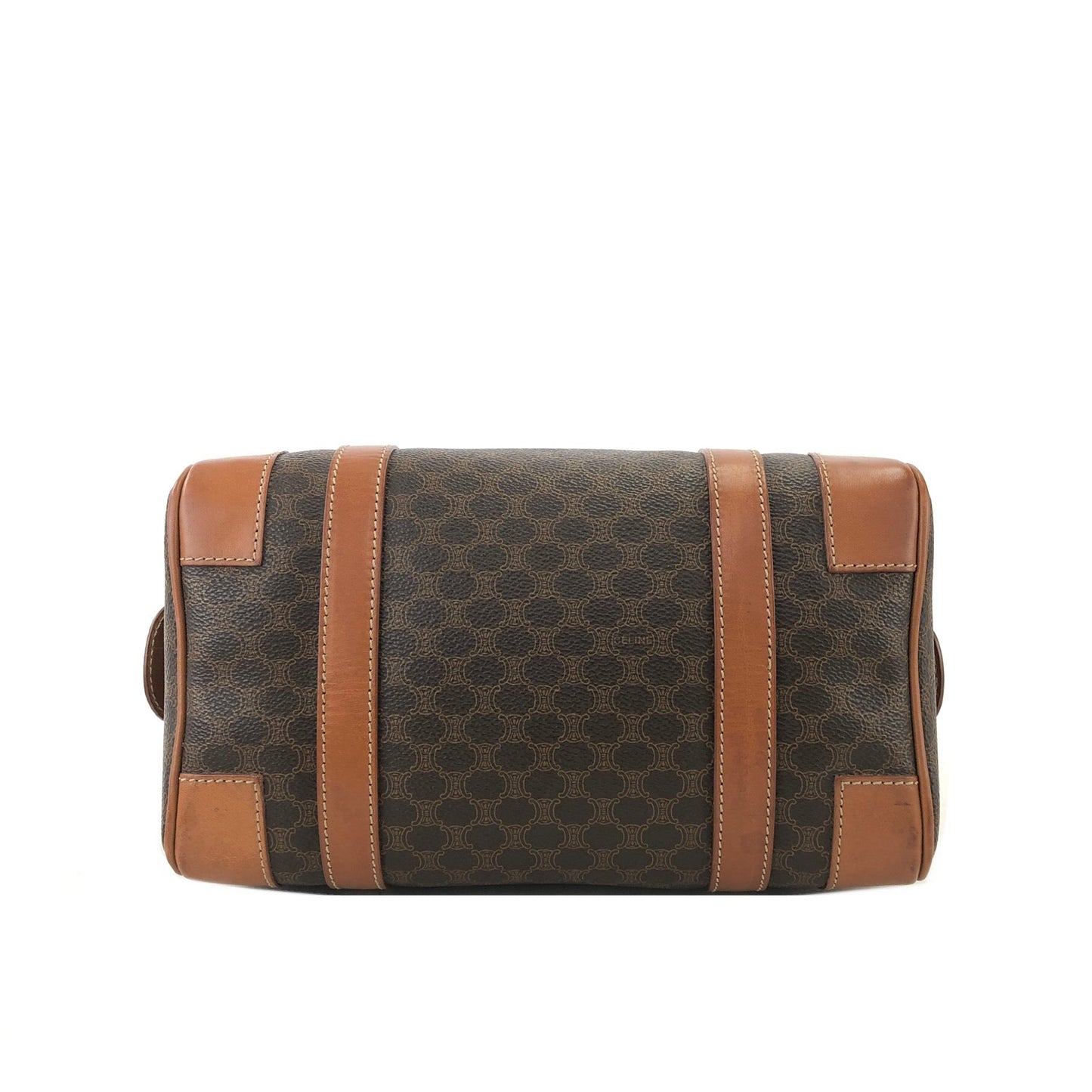 CELINE Macadam Blason Boston bag Handbag Brown Vintage Old Celine s68ihd