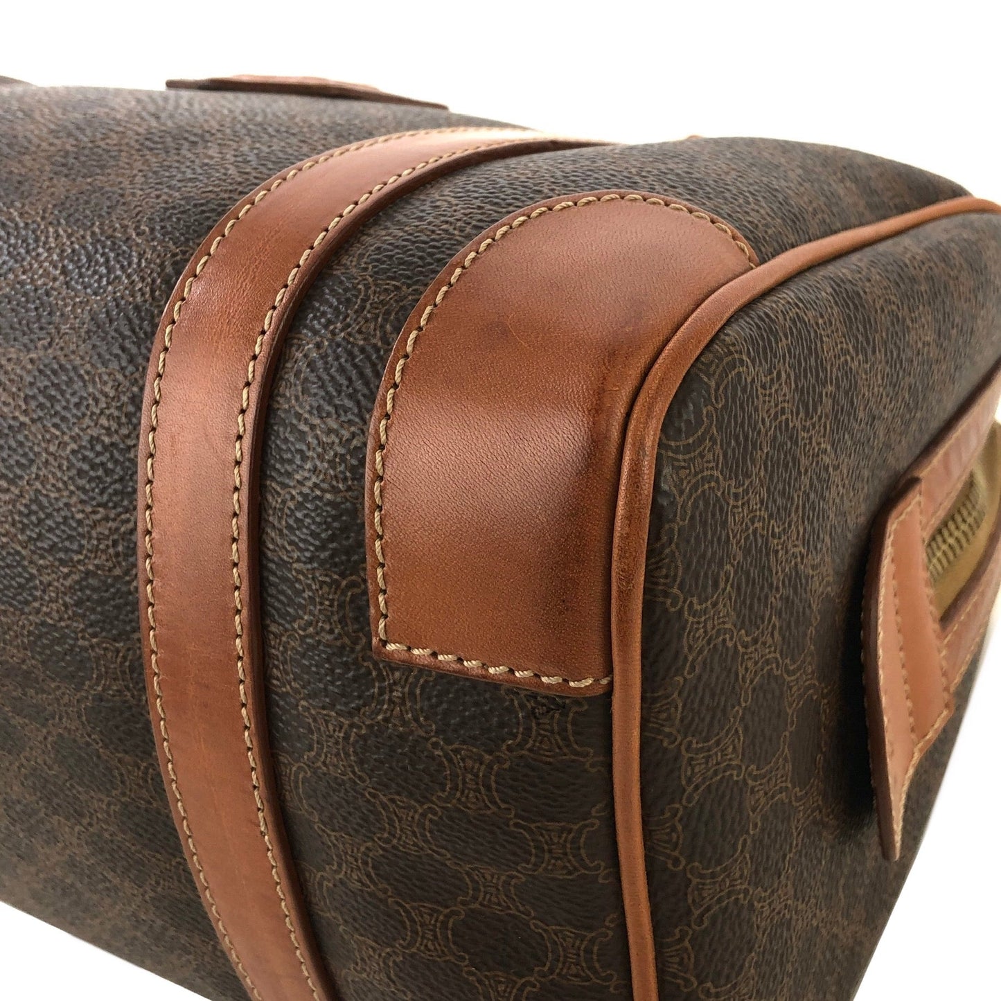 CELINE Macadam Blason Boston bag Handbag Brown Vintage Old Celine s68ihd