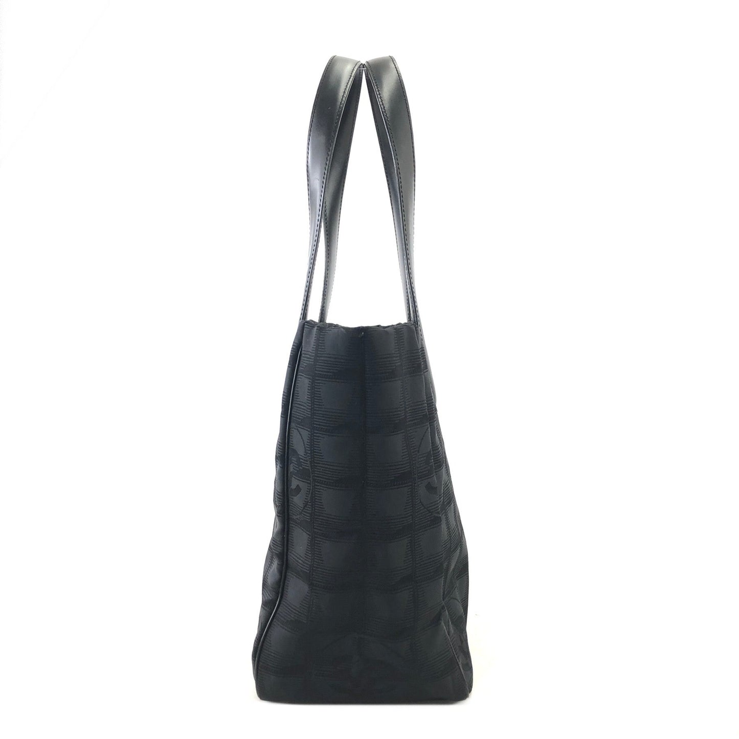 CHANEL New Travel Line PM Nylon Jacquard Handbag Tote Bag Black Old Vintage 8yw4tz