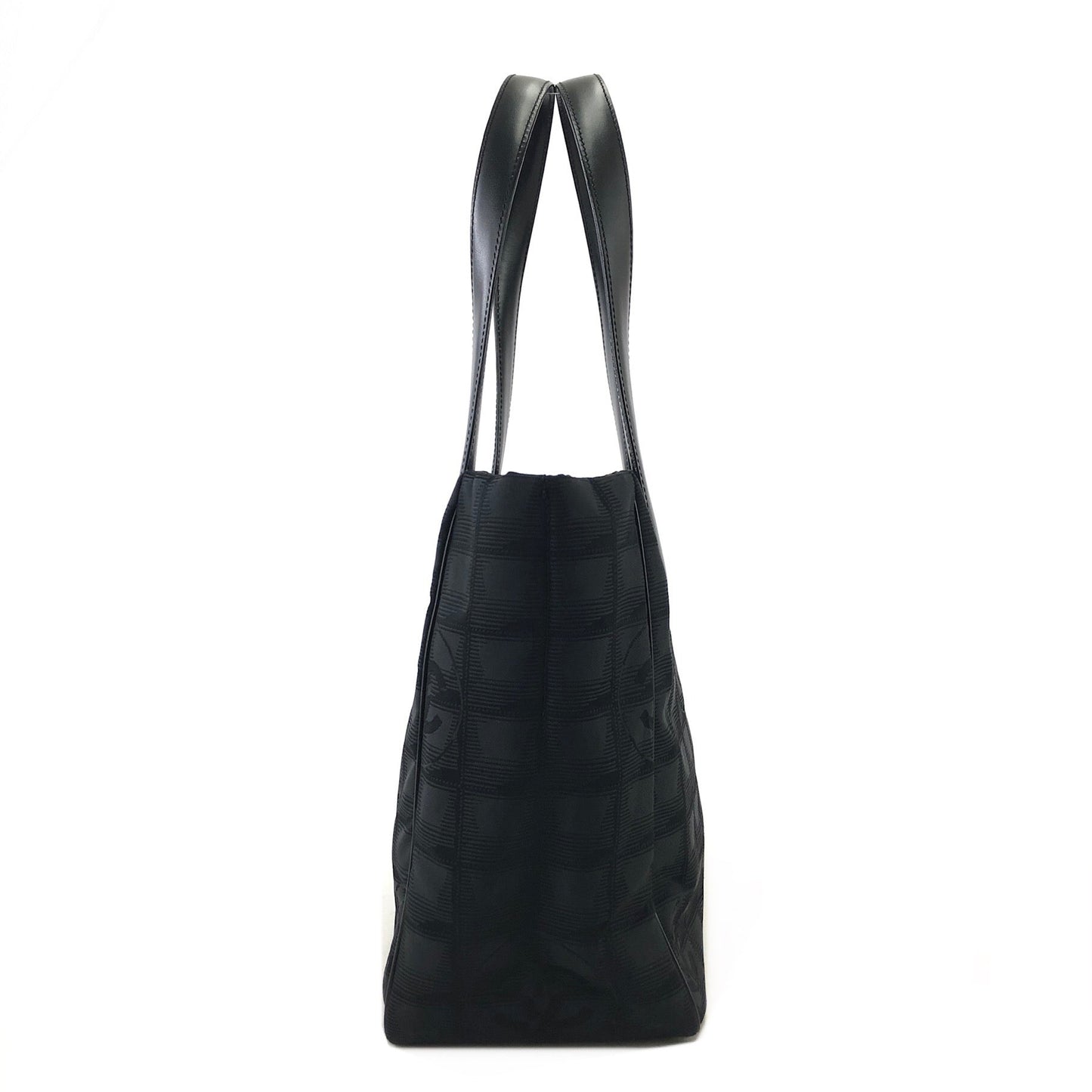CHANEL New Travel Line PM Nylon Jacquard Handbag Tote Bag Black Old Vintage 8yw4tz