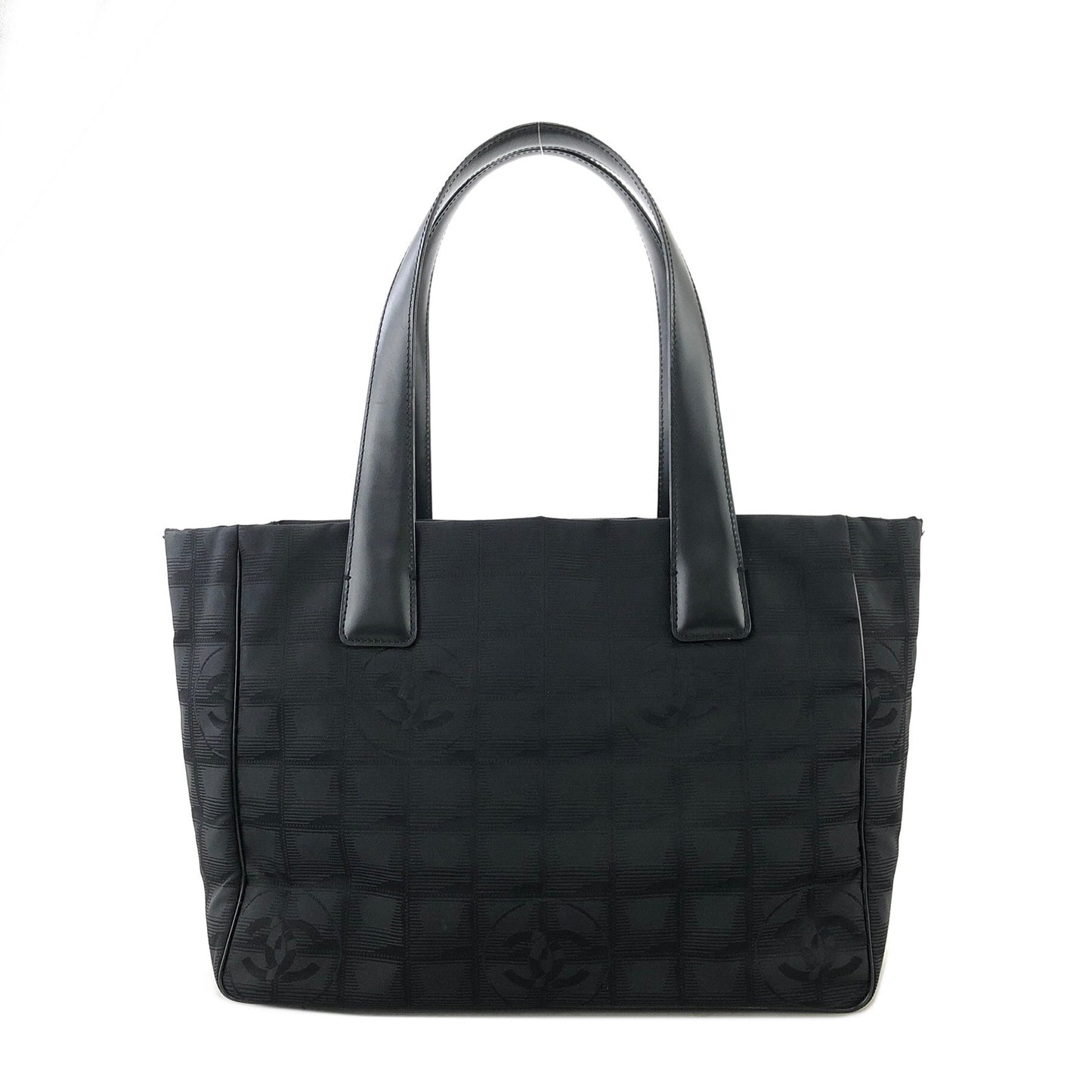 CHANEL New Travel Line PM Nylon Jacquard Handbag Tote Bag Black Old Vintage 8yw4tz