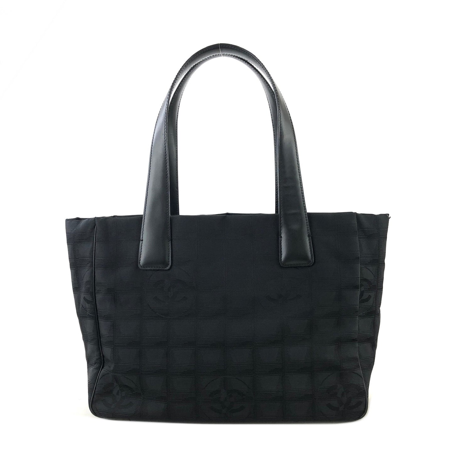CHANEL New Travel Line PM Nylon Jacquard Handbag Tote Bag Black Old Vintage 8yw4tz