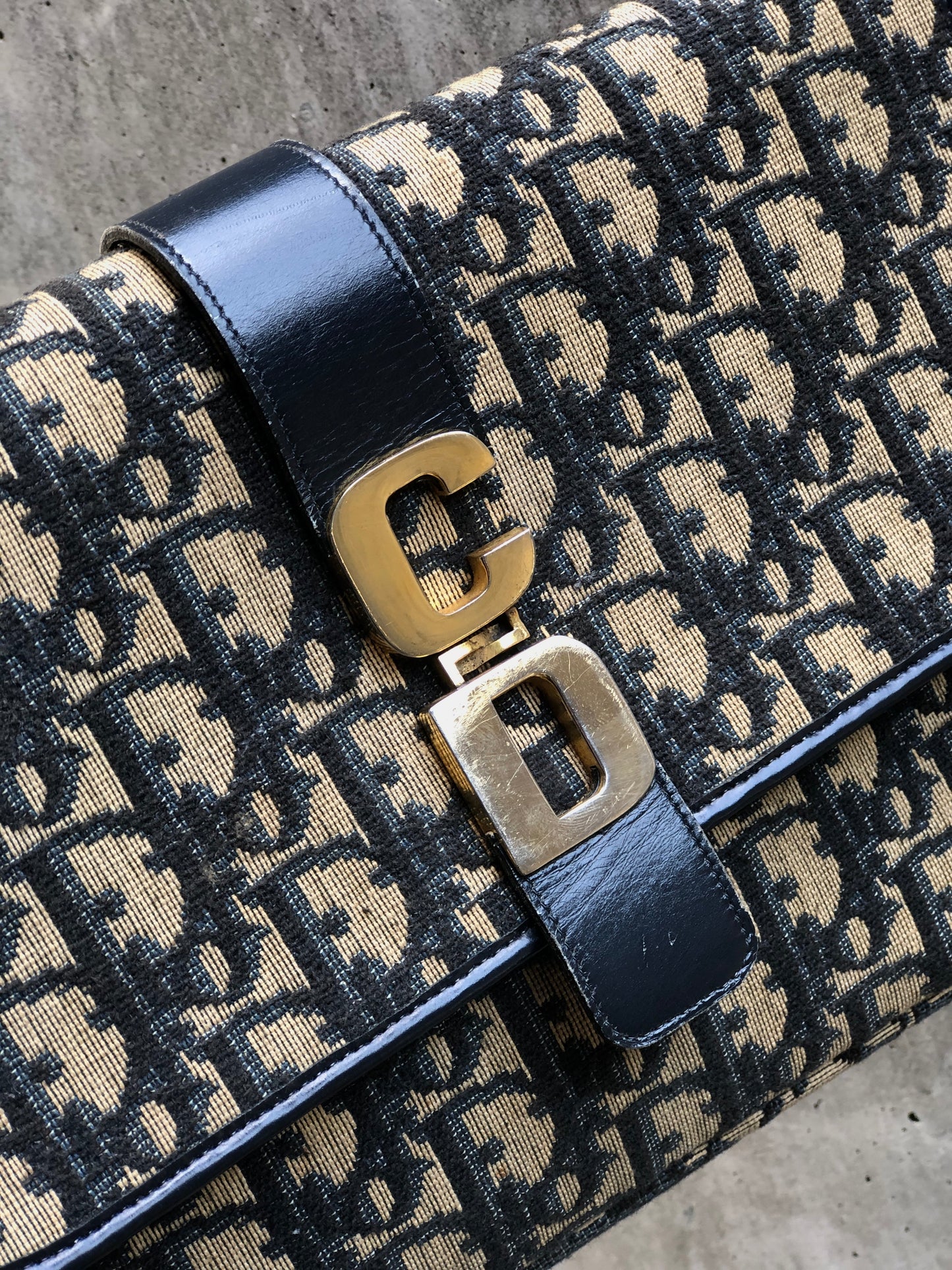 Christian Dior Trotter 皮革×提花海軍藍 av4dz6