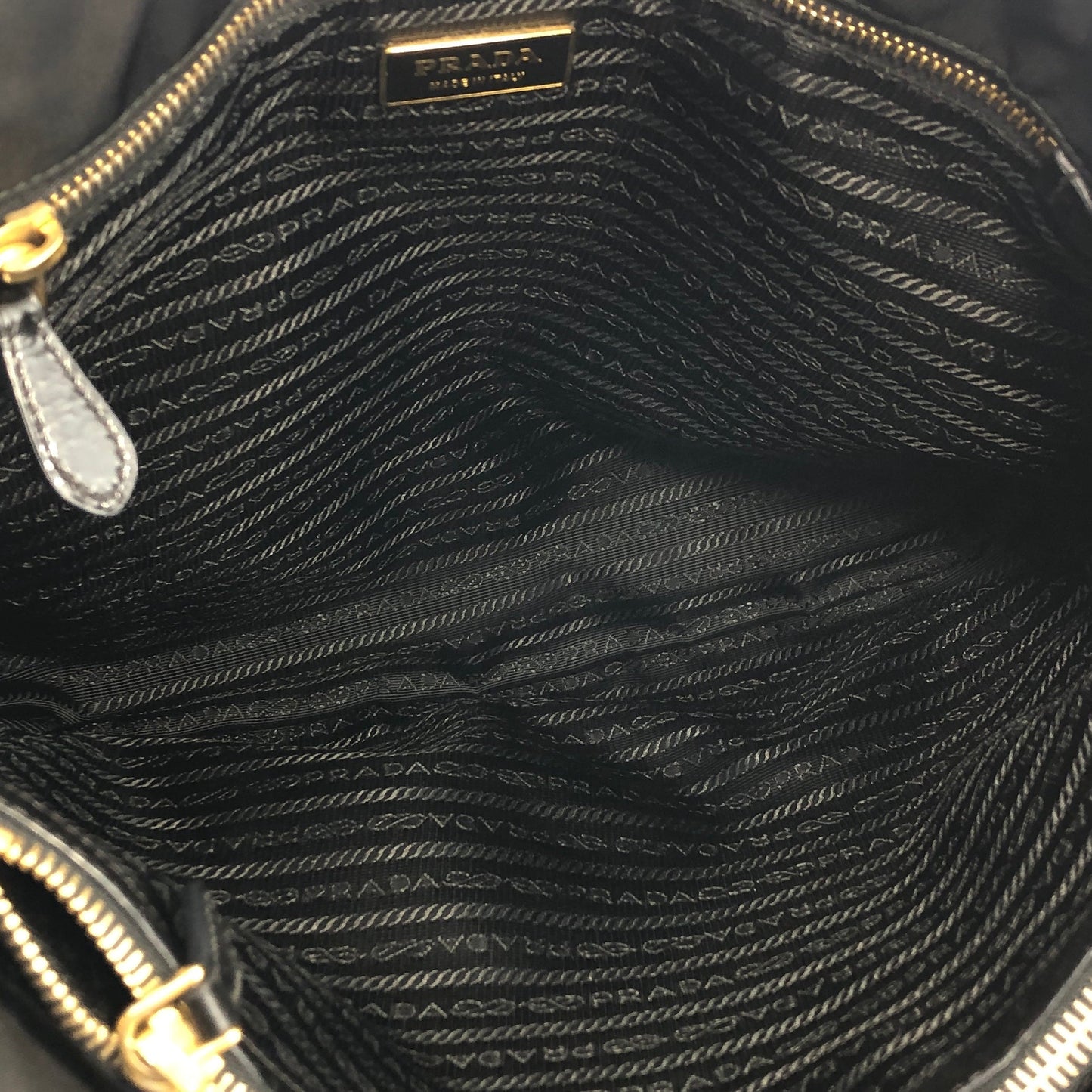 PRADA Triangle Logo Nylon Tote Bag Shoulder Bag Black Vintage Old ehk63n