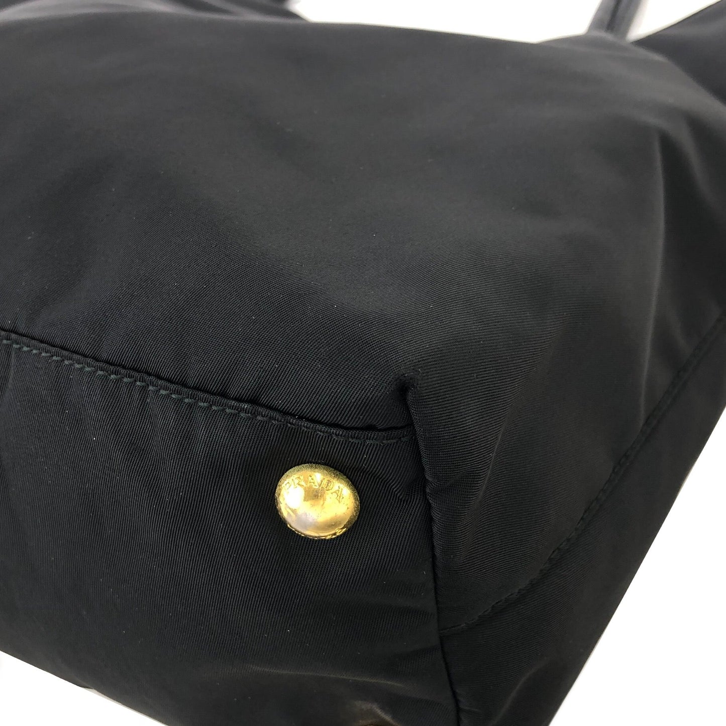 PRADA Triangle Logo Nylon Tote Bag Shoulder Bag Black Vintage Old ehk63n