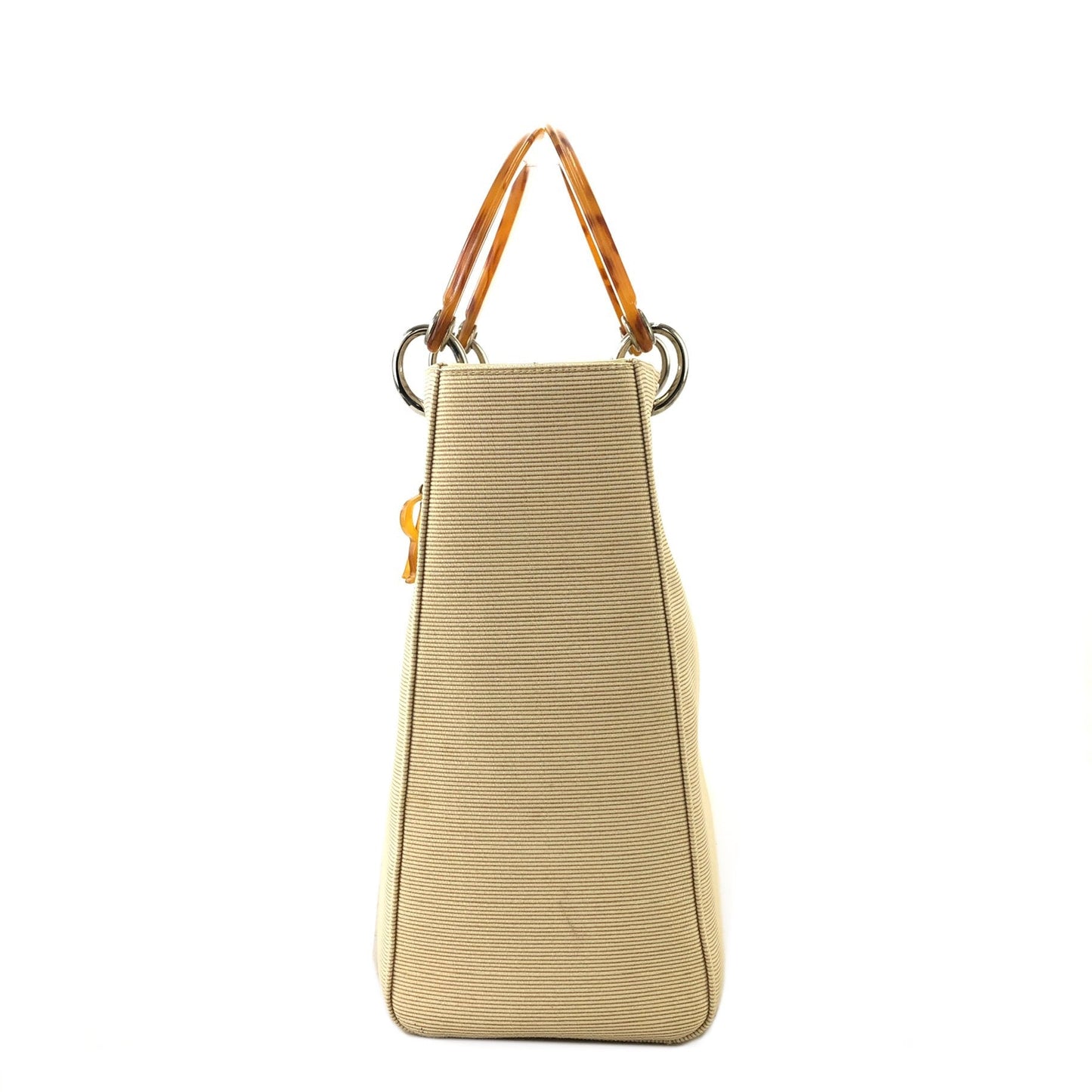 Christian Dior Lady Dior Cannage Tortoiseshell Handle Handbag Beige Vintage w2bk7y