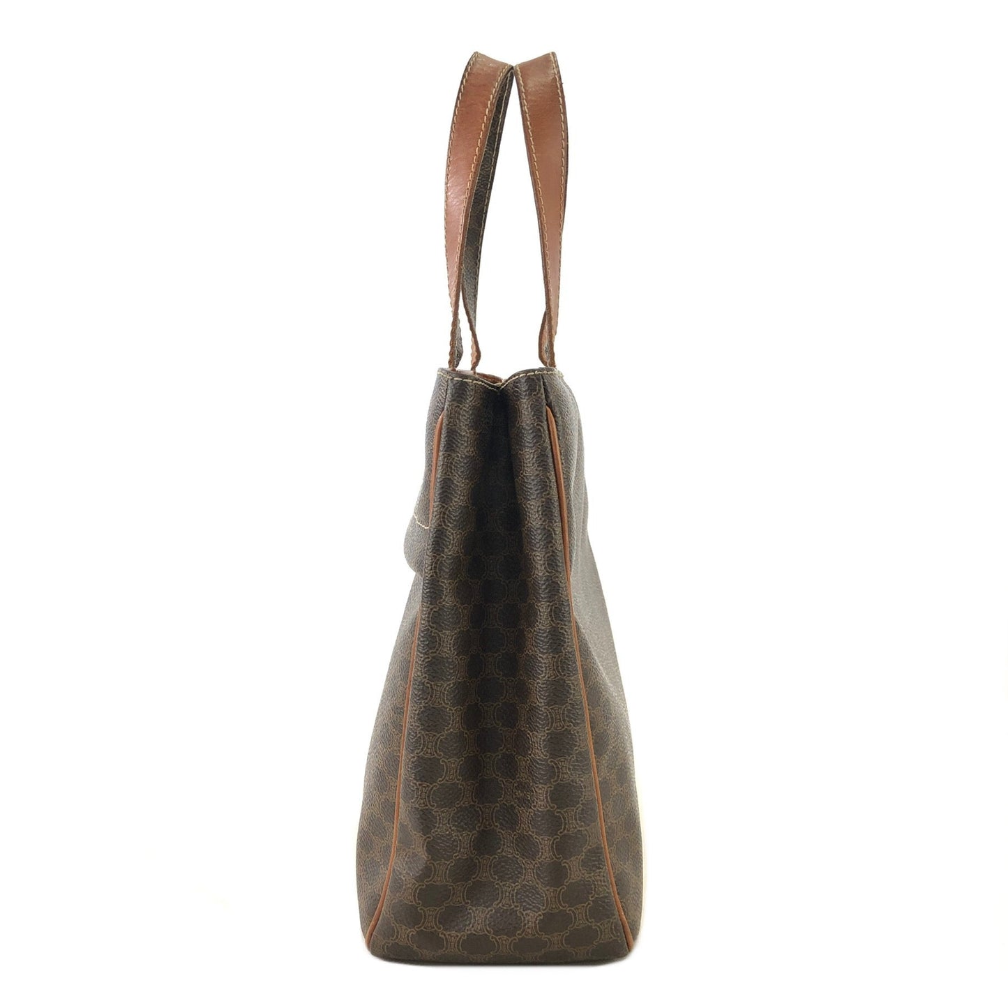 CELINE Celine Madameka PVC Leather Front Zipper Square Tote Bag Brown Vintage Old Celine mpgnga