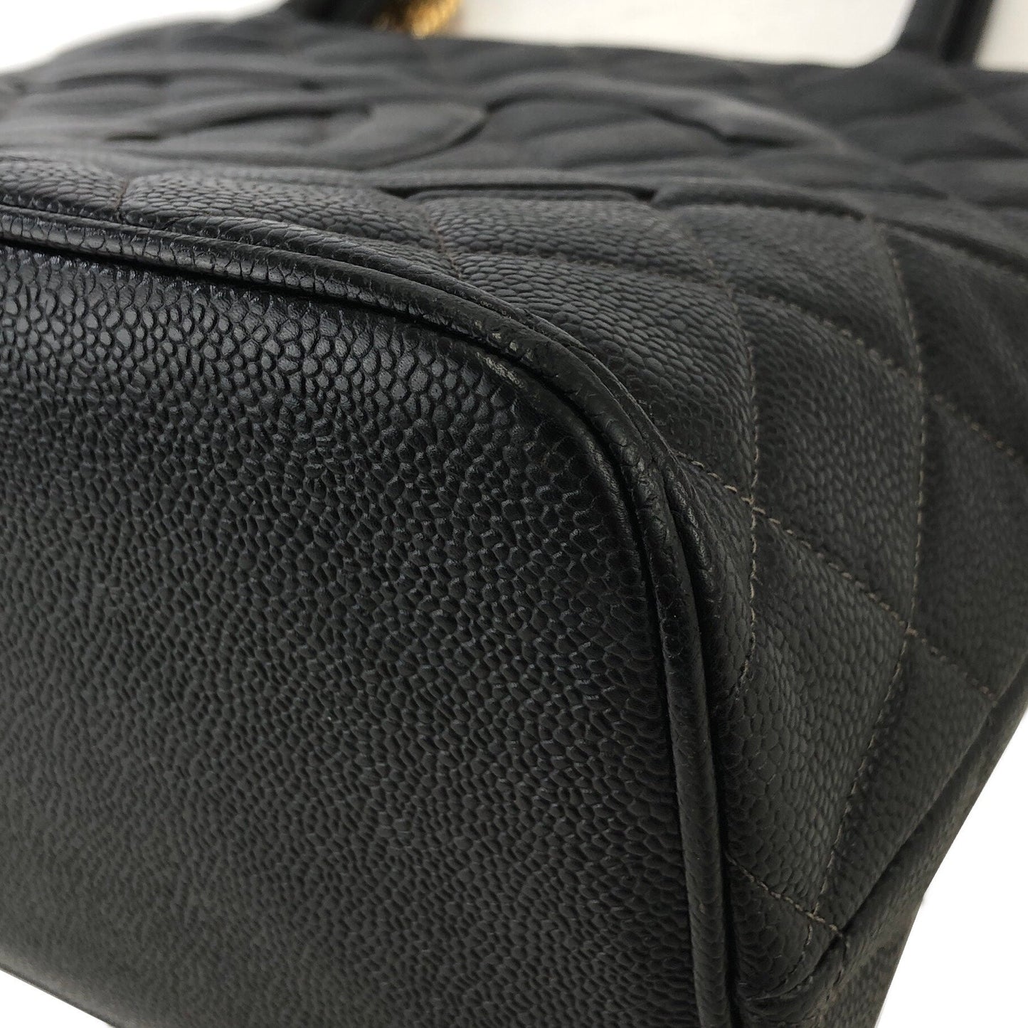 CHANEL Matelasse Cocomark Caviar Leather Totebag Shoulder bag Black Old Vintage gkeujr