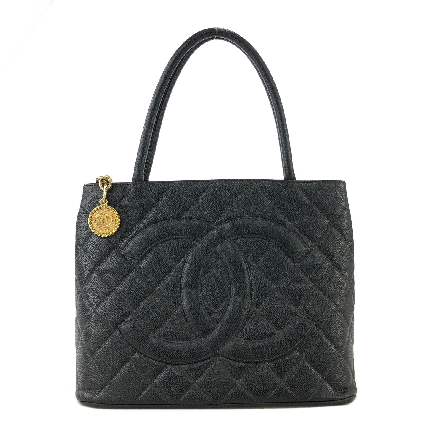 CHANEL Matelasse Cocomark Caviar Leather Totebag Shoulder bag Black Old Vintage gkeujr