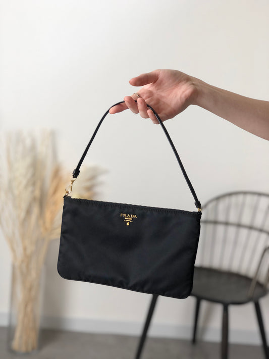 PRADA Logo Shoulder bag Black Vintage w5h4j5