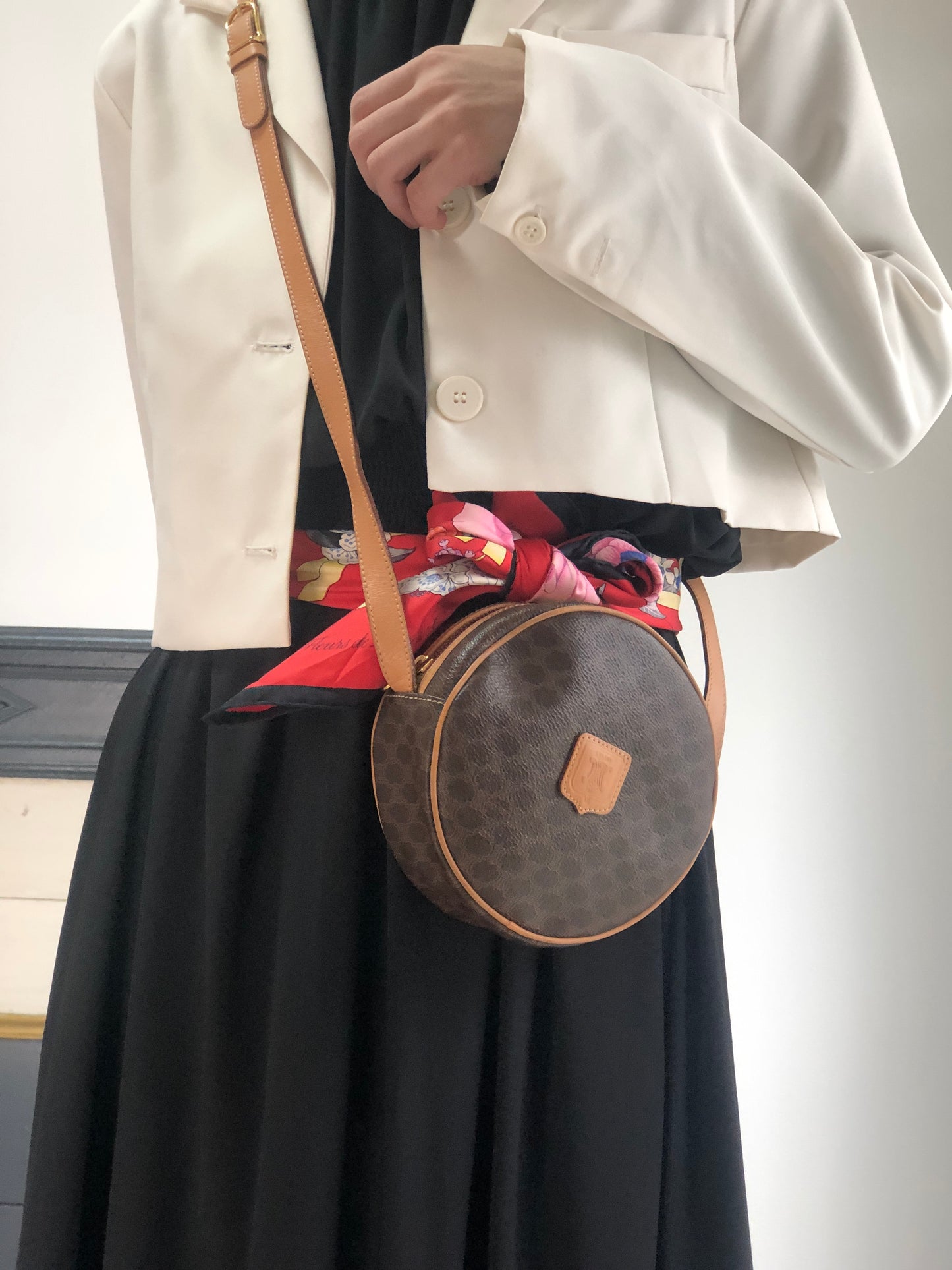 CELINE Macadam Blason Round Shoulder bag Brown Vintage teecbu