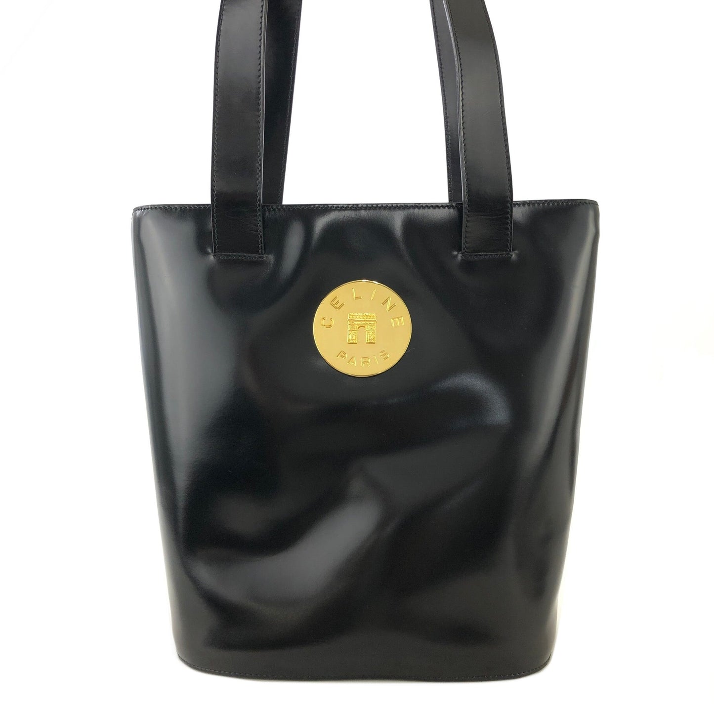 CELINE Arc de Triomphe Plate 皮革托特包 黑金 復古舊款 Celine xr32dw