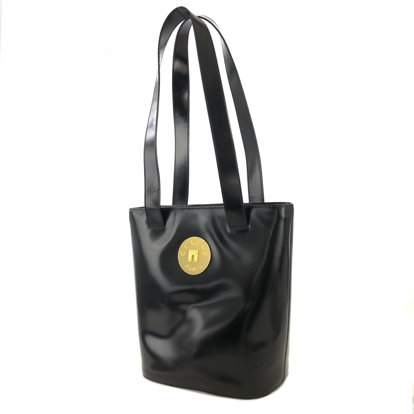 CELINE Arc de Triomphe Plate 皮革托特包 黑金 復古舊款 Celine xr32dw