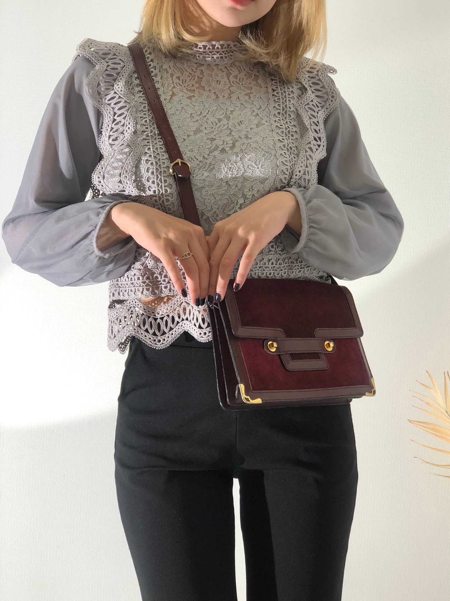 Cartier Must Line Suede Shoulder bag Bordeaux Vintage Old cyi7gh