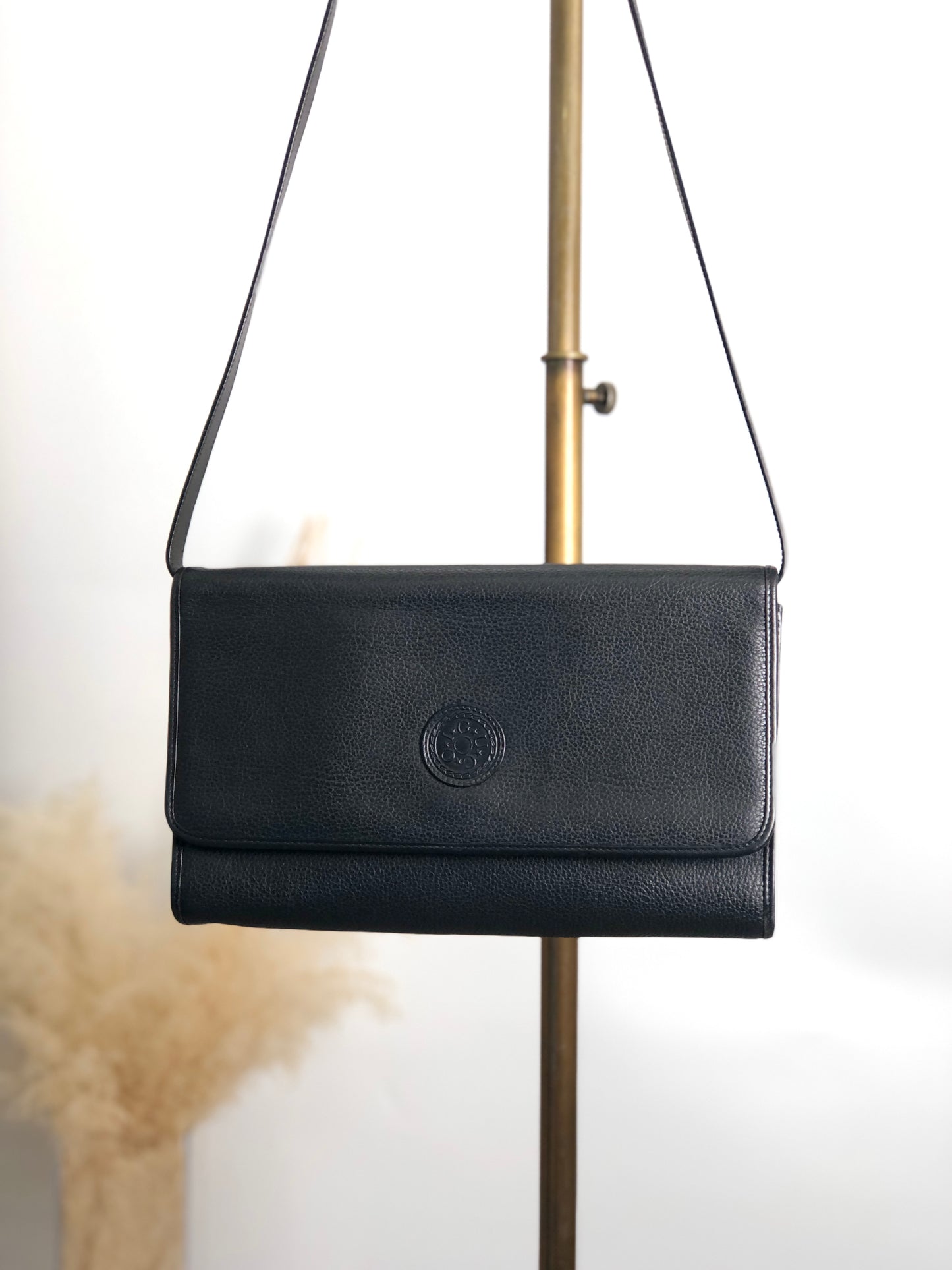 GUCCI 標誌單肩包 黑色 復古 x5y2fj