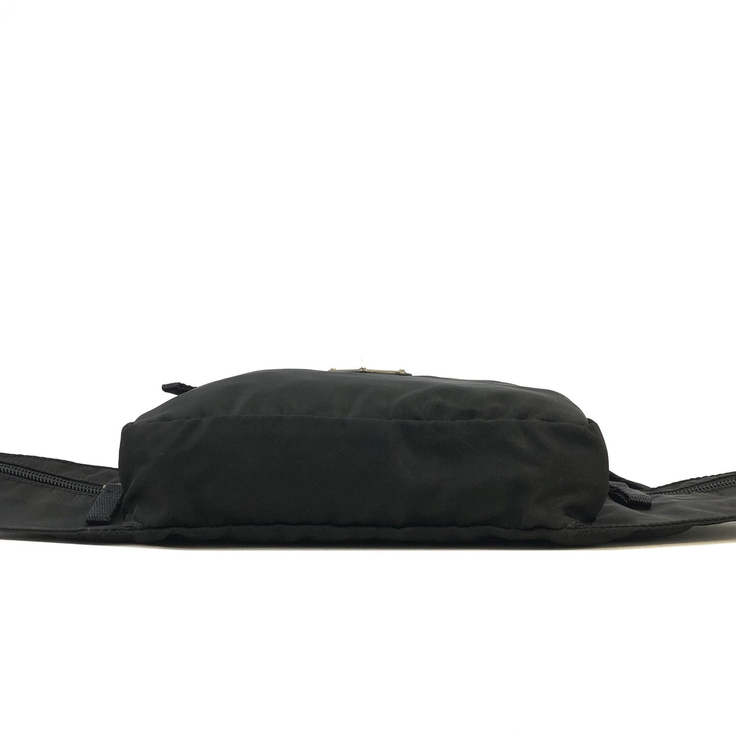 PRADA Triangle Logo Nylon Belt bag Sling bag Black Vintage 4csne8
